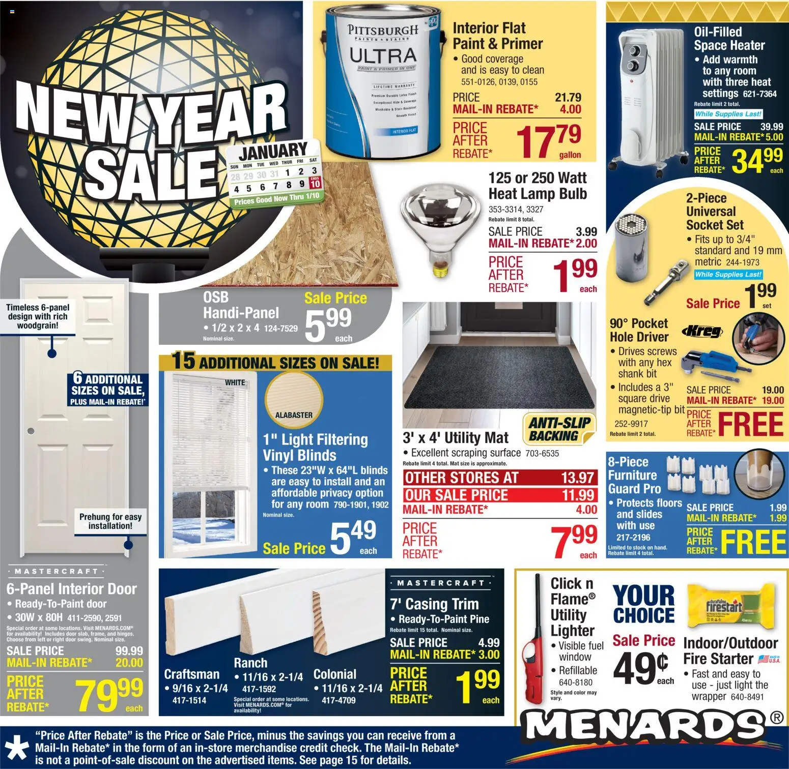 Menards Weekly Ad - page 1- valid from 12/31/2025
