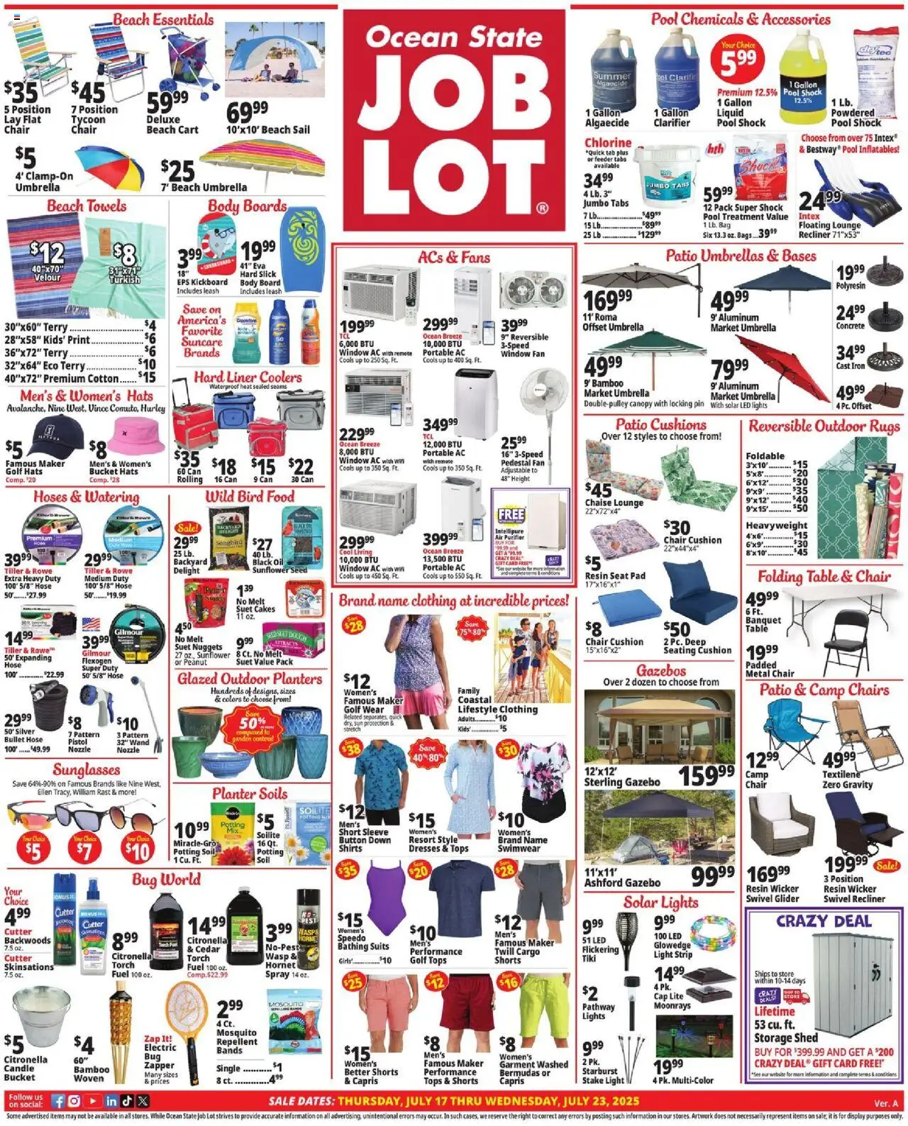 Ocean State Job Lot Weekly Ad - page 1- valid from 07/17/2025