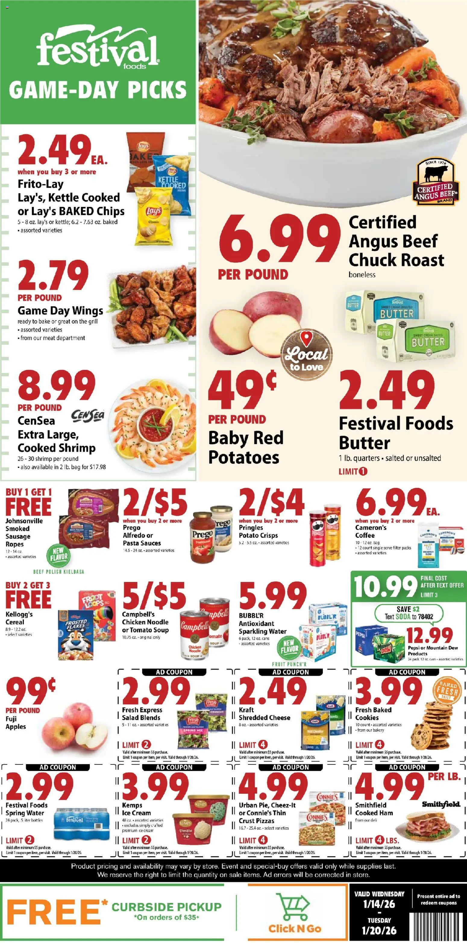Festival Foods Weekly Ad - page 1- valid from 01/14/2026