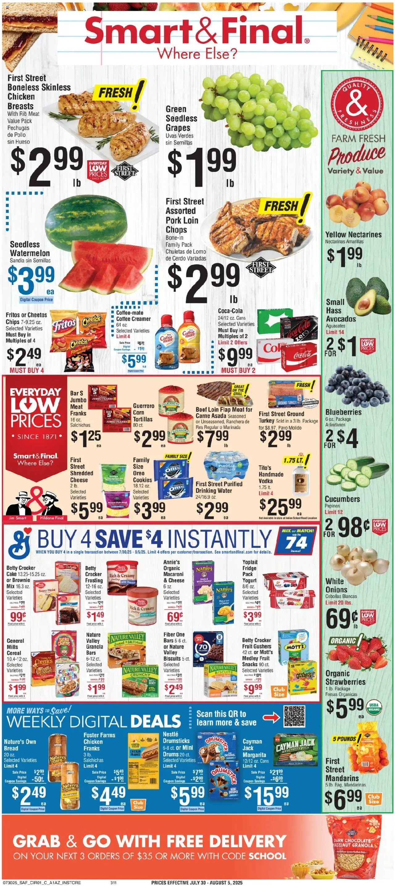Smart & Final Weekly Ad - page 1- valid from 07/30/2025