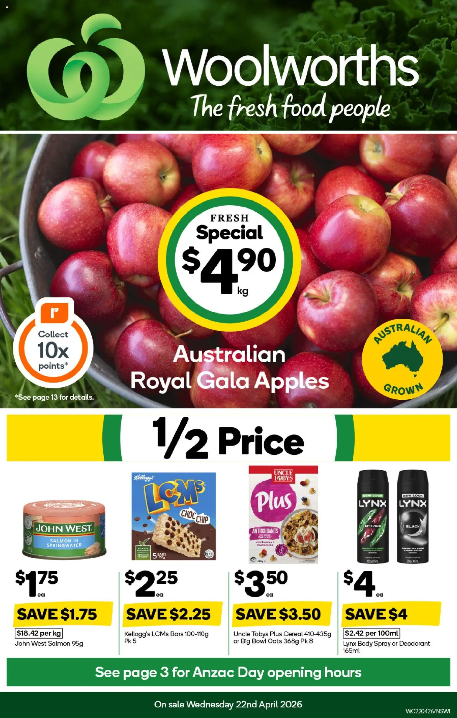 Woolworths catalogue  - page 1- valid from 22/04/2026