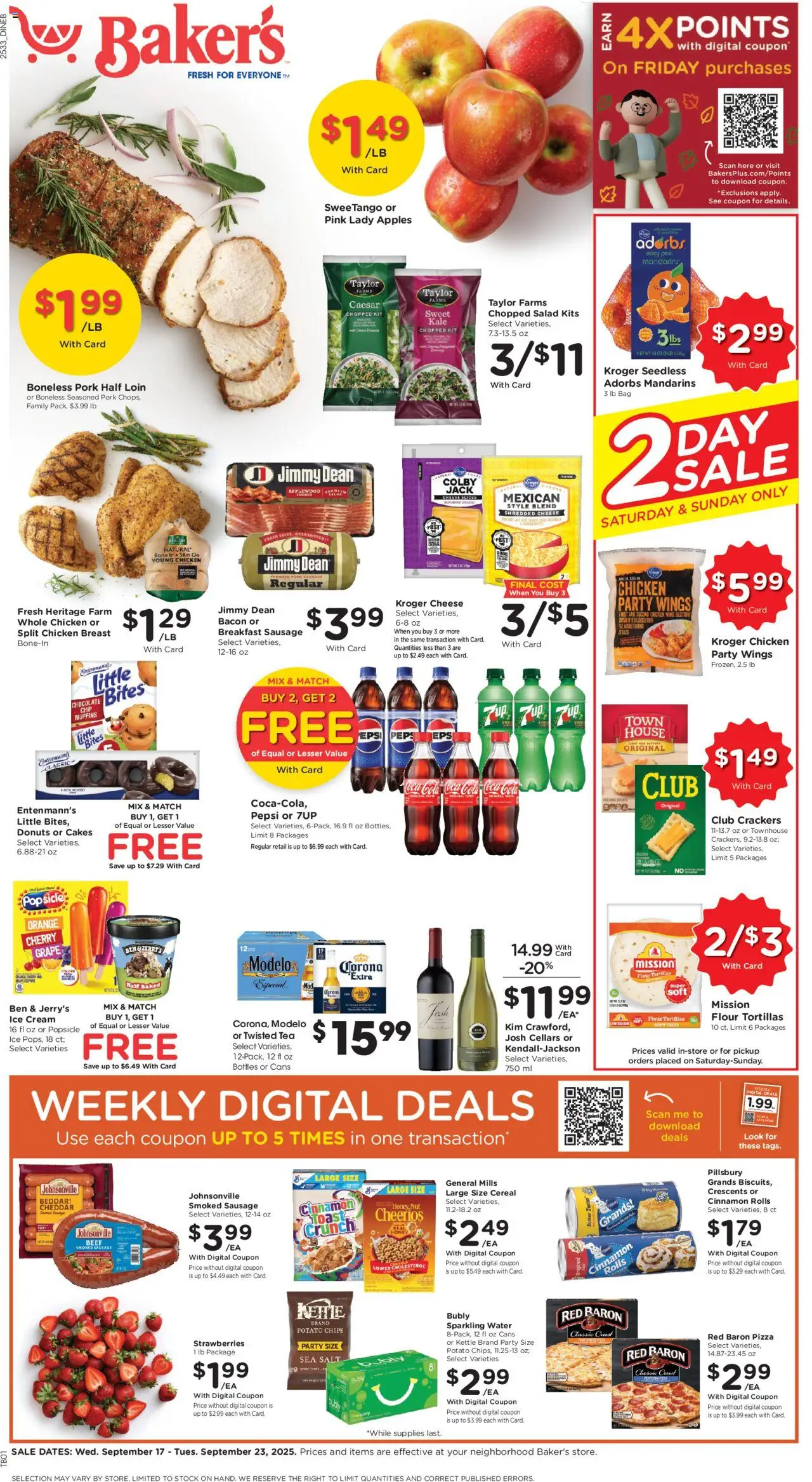 Baker's Weekly Ad - page 1- valid from 09/17/2025