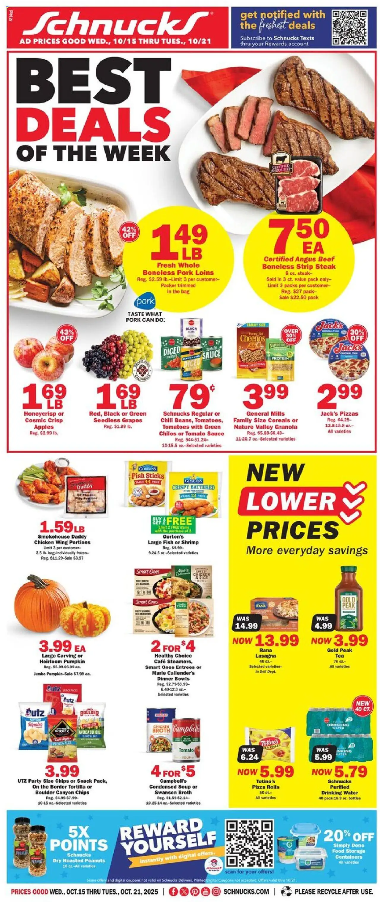 Schnucks Weekly Print Ad - IN - page 1- valid from 10/15/2025