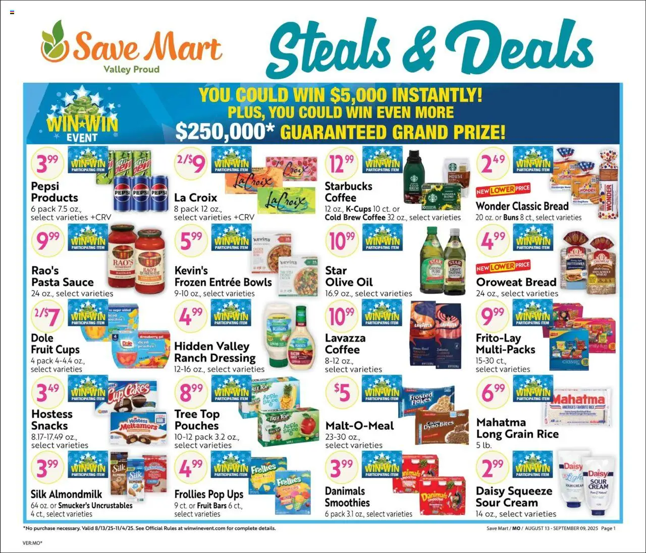 Save Mart Big Monthly Deals - page 1- valid from 08/13/2025