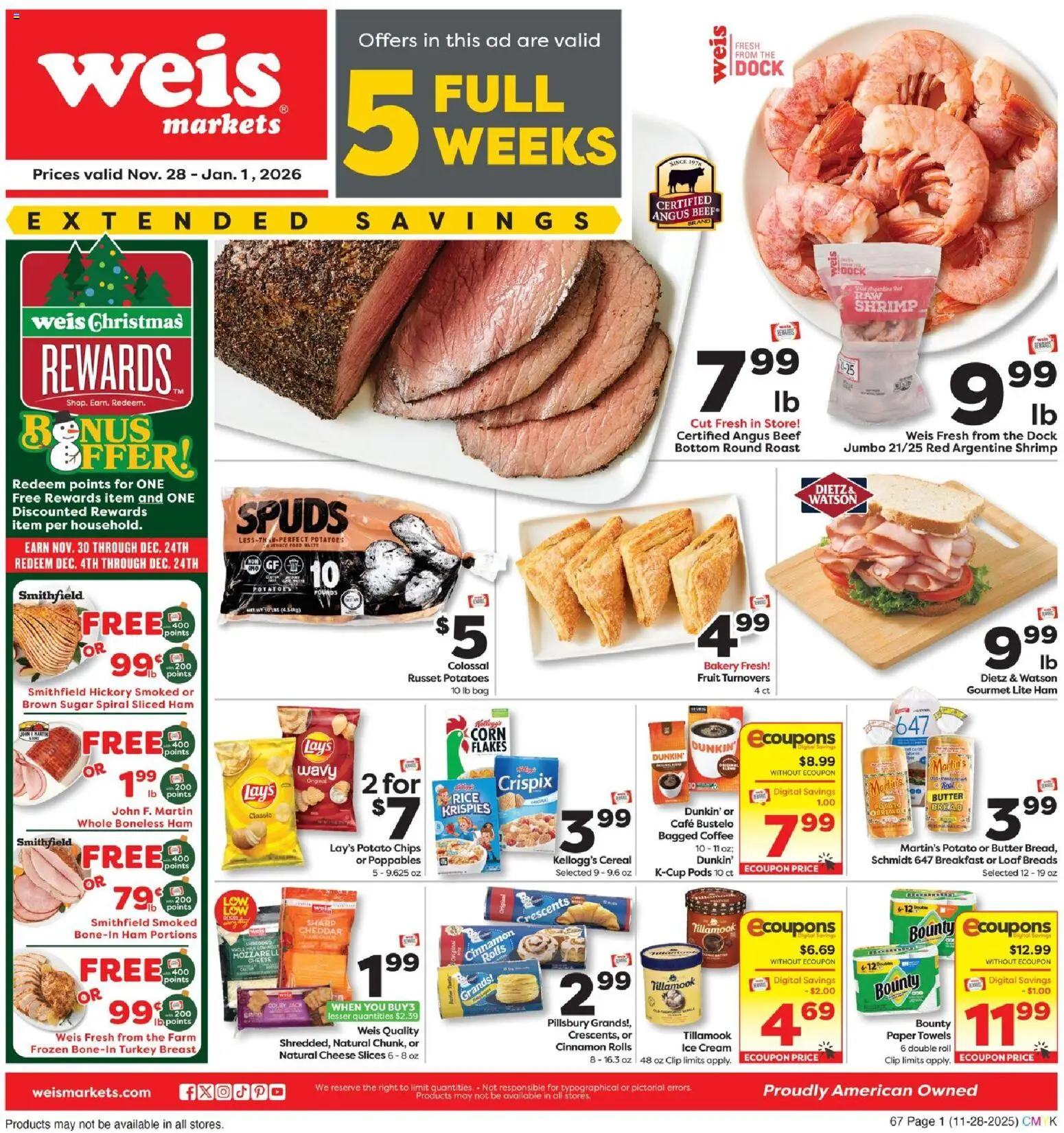 Weis Monthly Ad - MD - page 1- valid from 11/28/2025