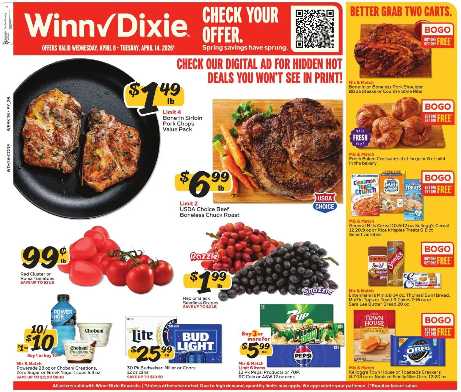 Winn Dixie Weekly Ad - page 1- valid from 04/08/2026