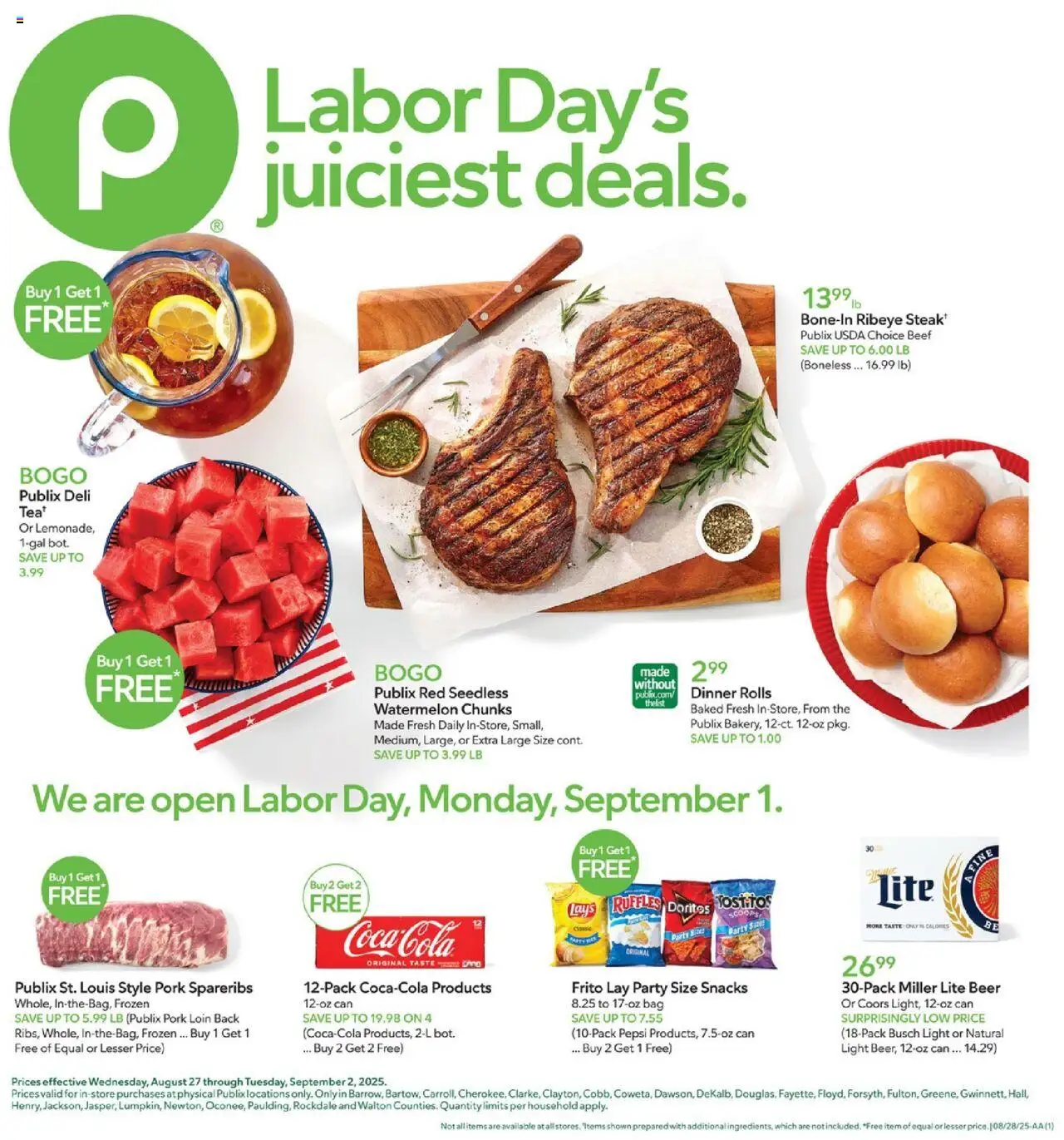 Publix Weekly Ad - page 1- valid from 08/27/2025