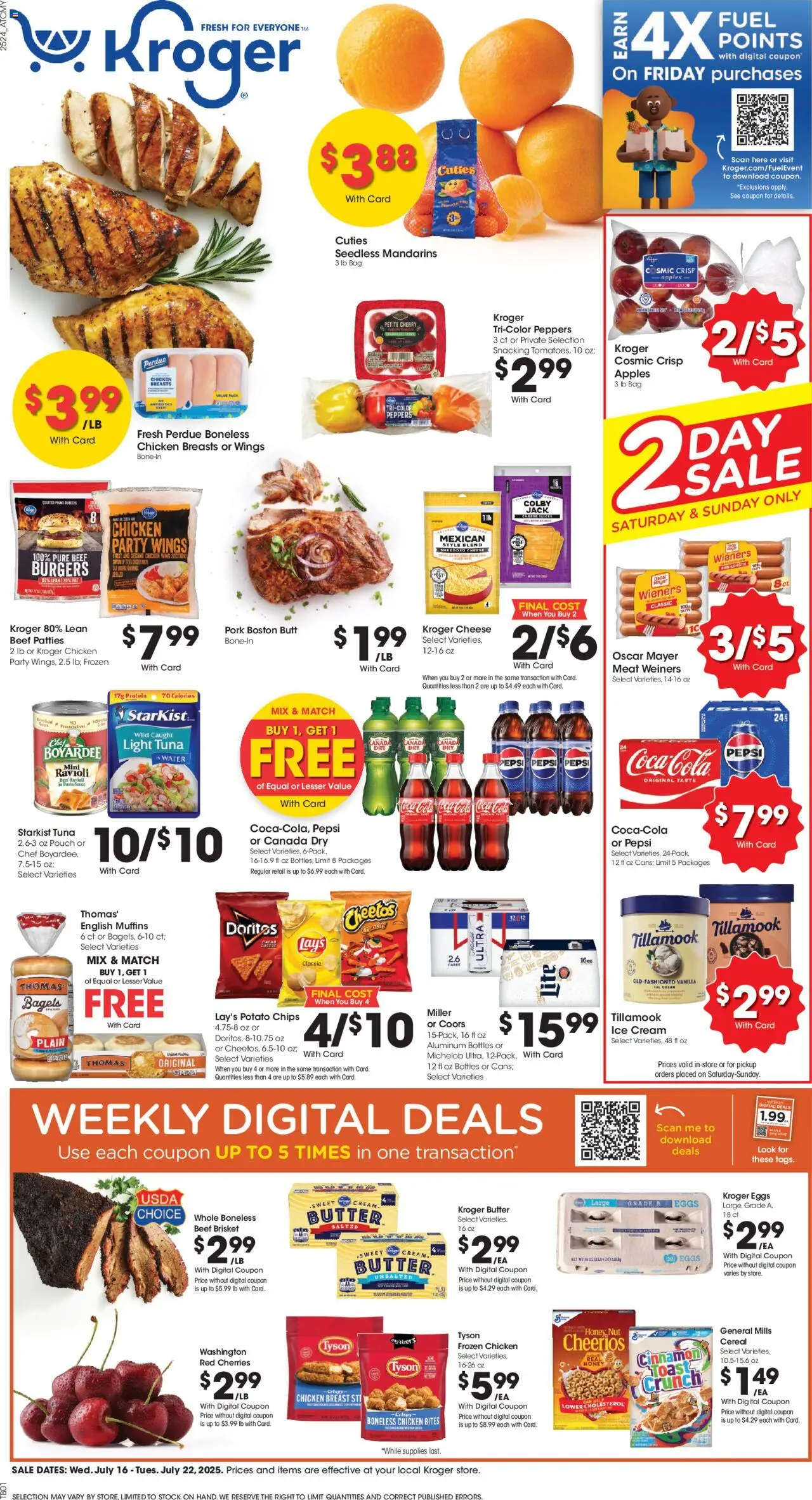 Kroger Weekly Ad - page 1- valid from 07/16/2025