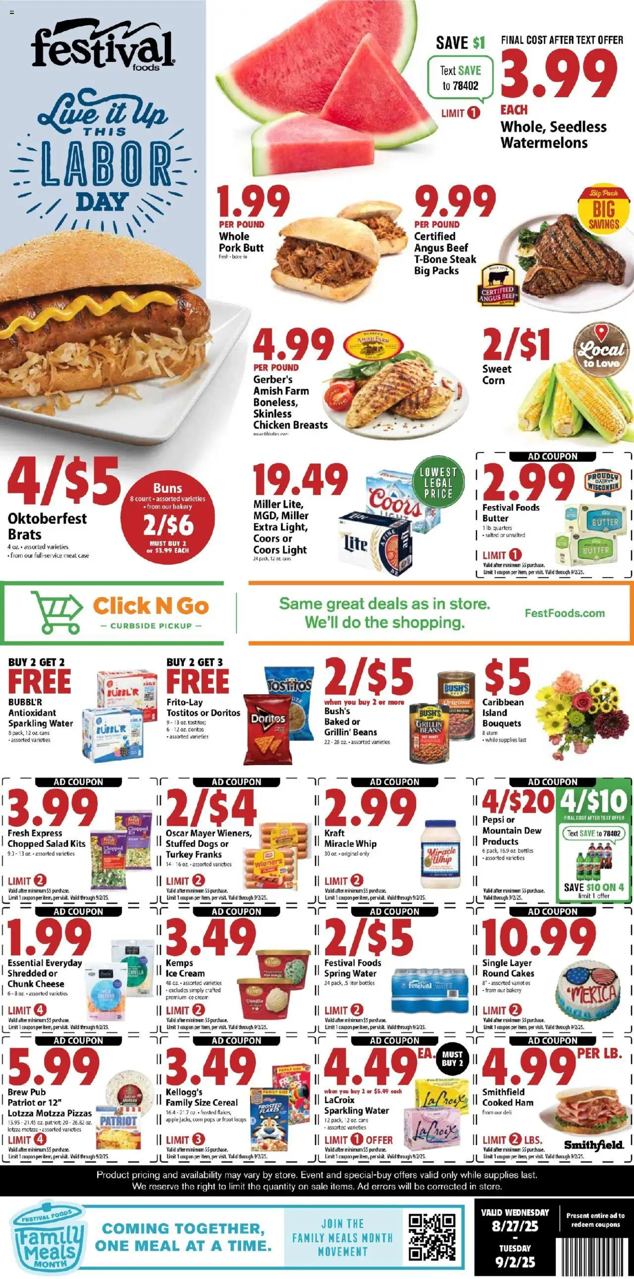 Festival Foods Weekly Ad - page 1- valid from 08/27/2025