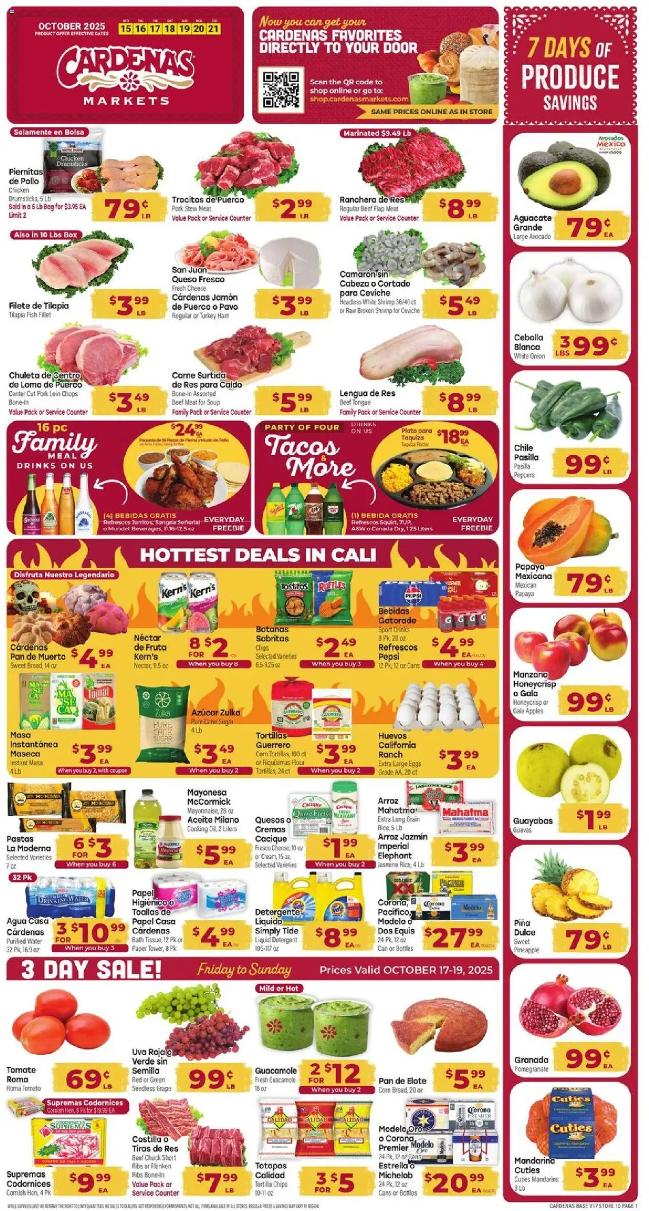 Cardenas Weekly Ad - page 1- valid from 10/15/2025