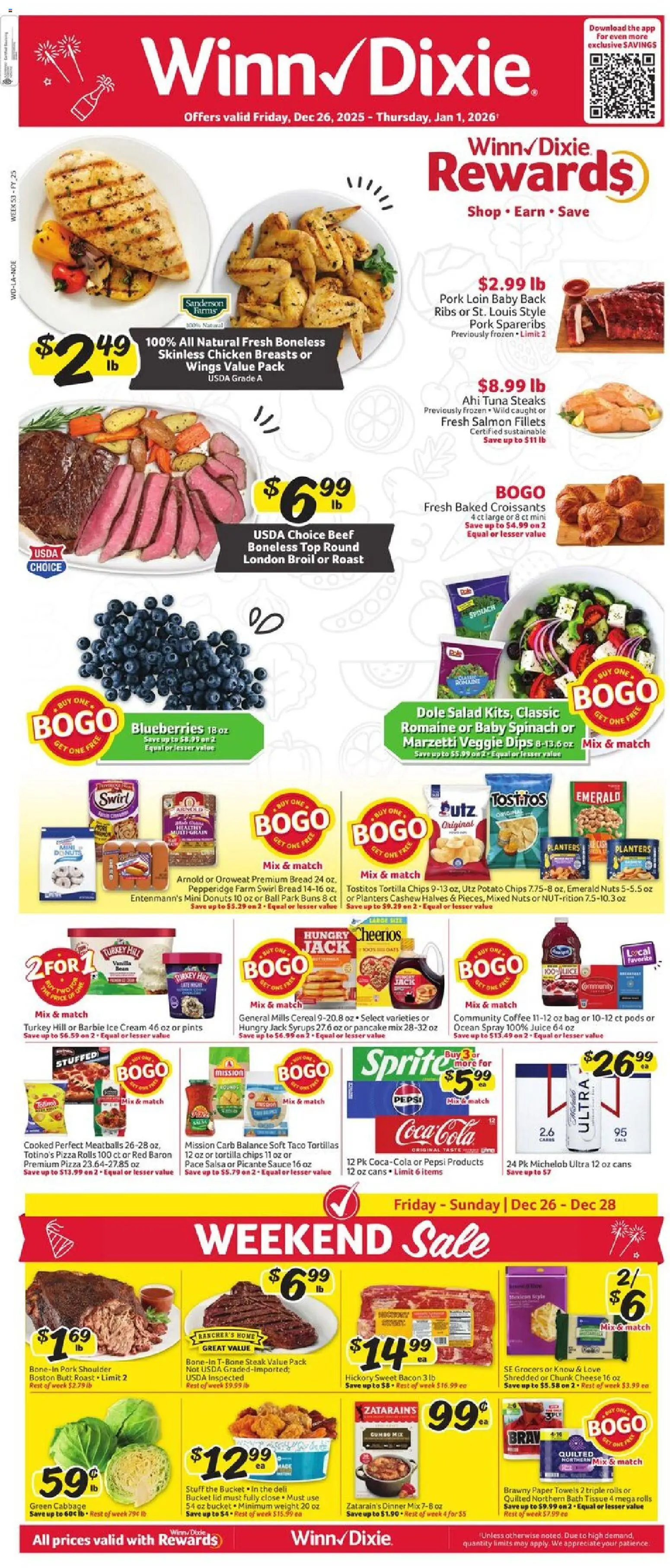 Winn Dixie Weekly Ad - page 1- valid from 12/26/2025