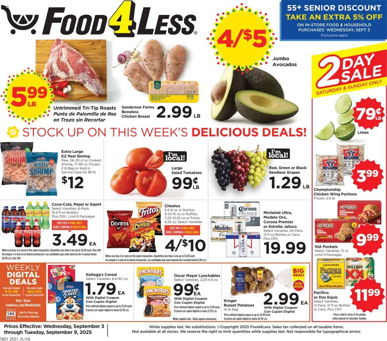 Food 4 Less Weekly Ad - page 1- valid from 09/03/2025