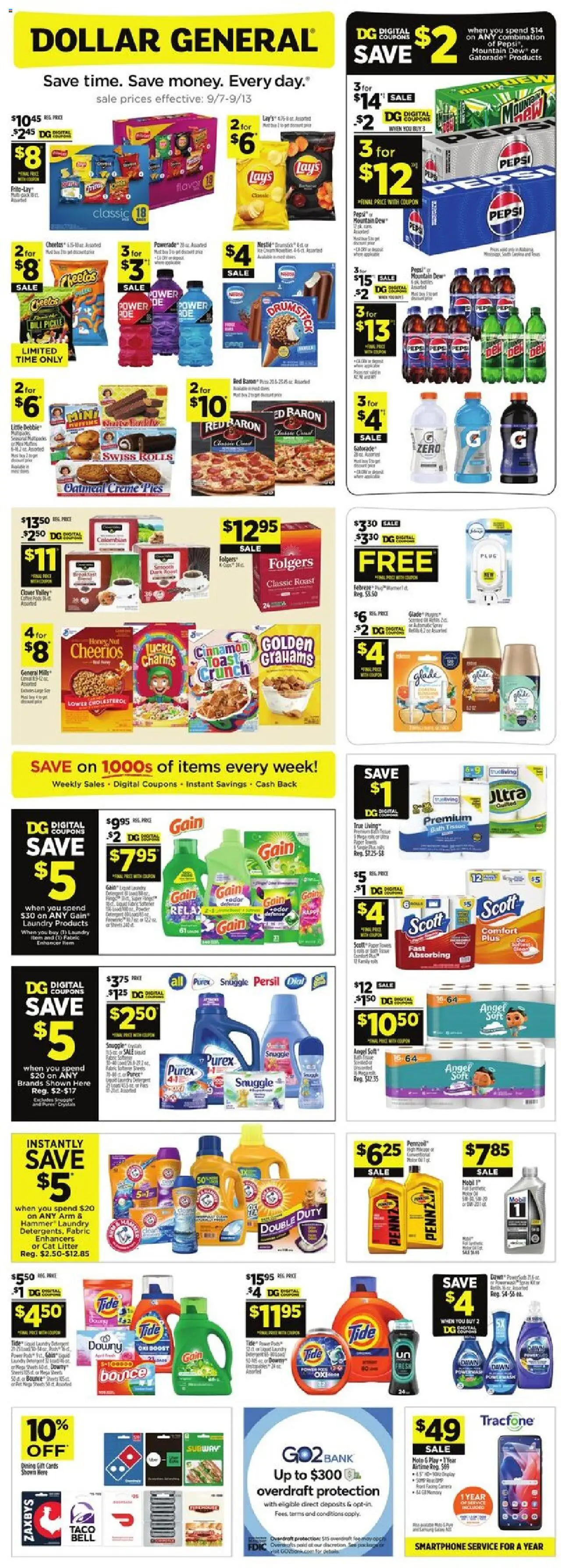 Dollar General Weekly Ad - page 1- valid from 09/07/2025