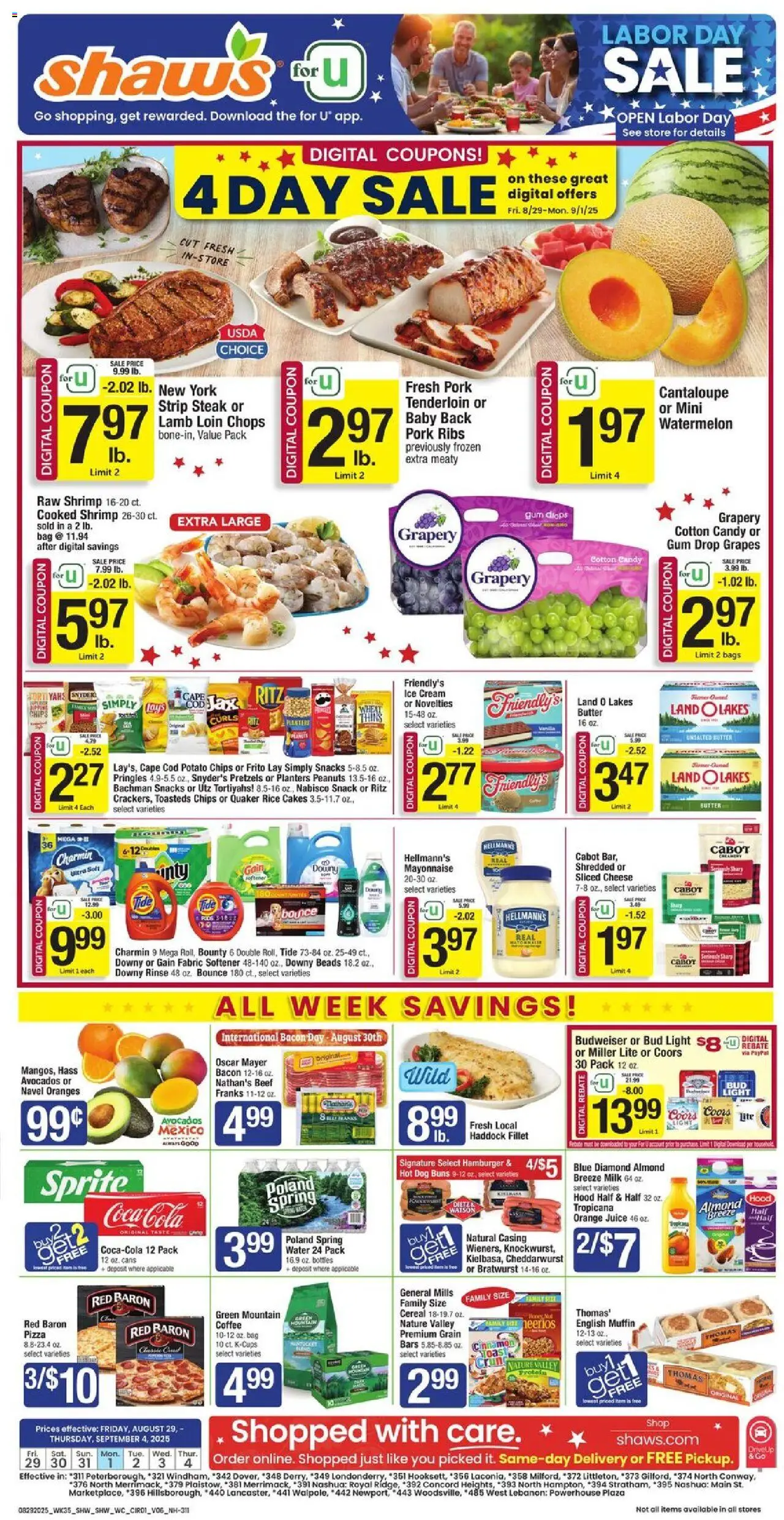 Shaw's Weekly Ad - NH - page 1- valid from 08/29/2025