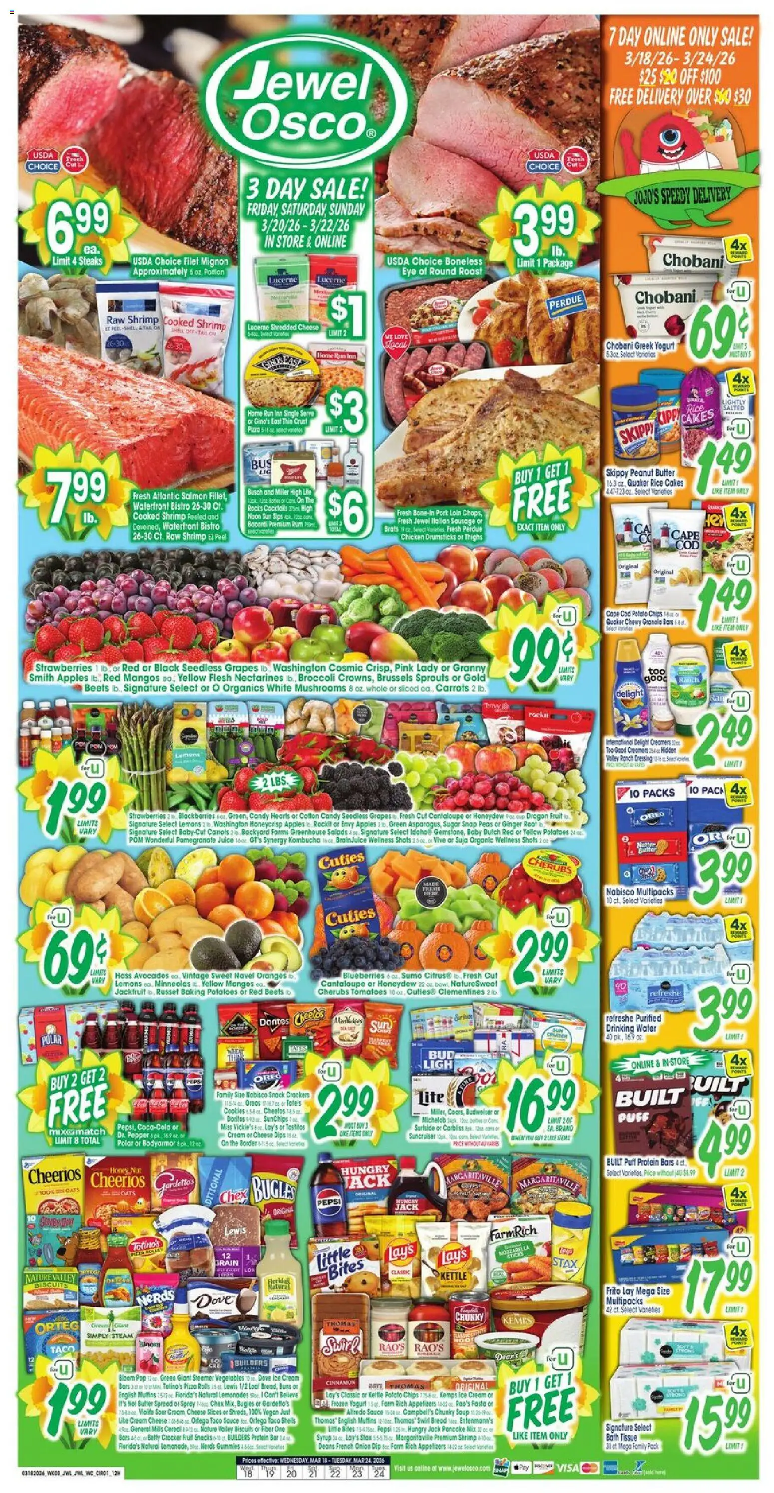 Jewel Osco Weekly Ad - page 1- valid from 03/18/2026