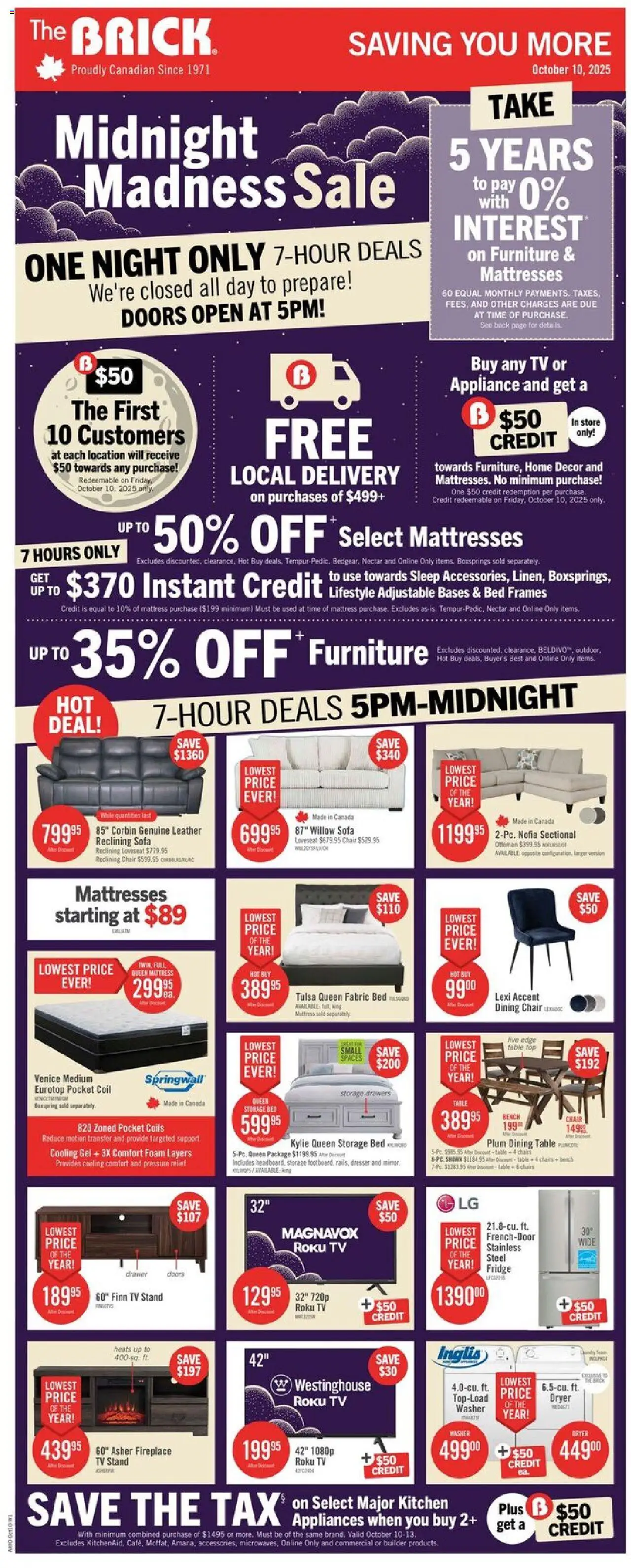 The Brick weekly flyer / circulaire - page 1- valid from Oct 10, 2025