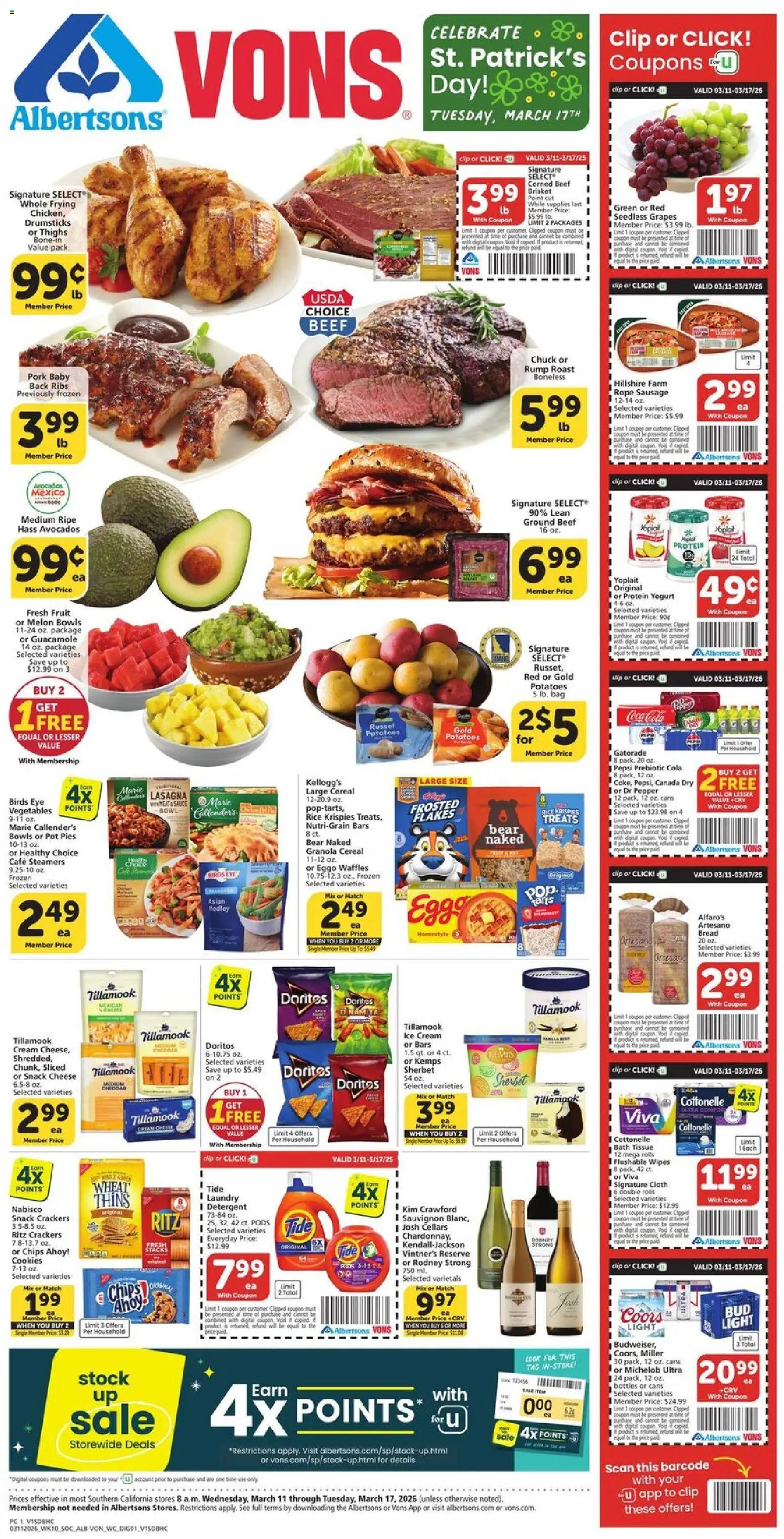 Vons Weekly Ad - page 1- valid from 03/11/2026
