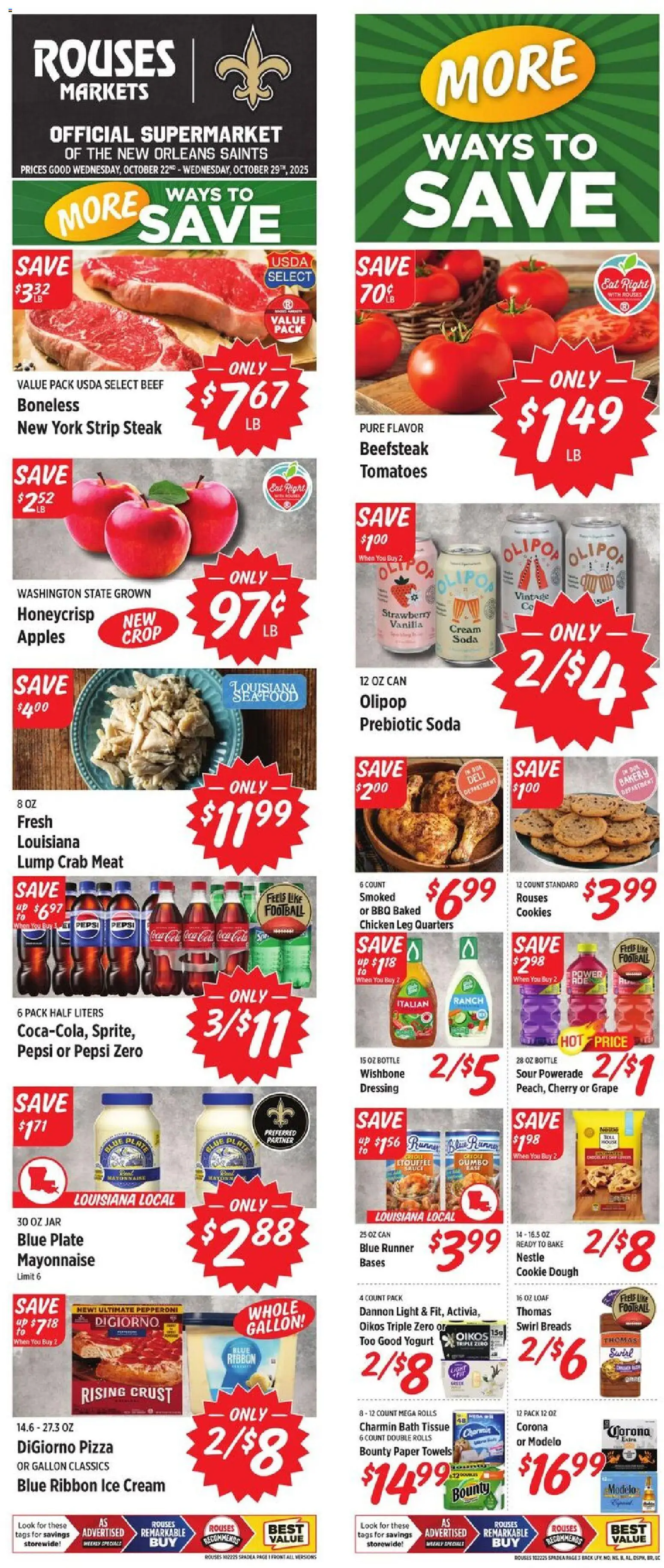 Rouses Weekly Ad - page 1- valid from 10/22/2025