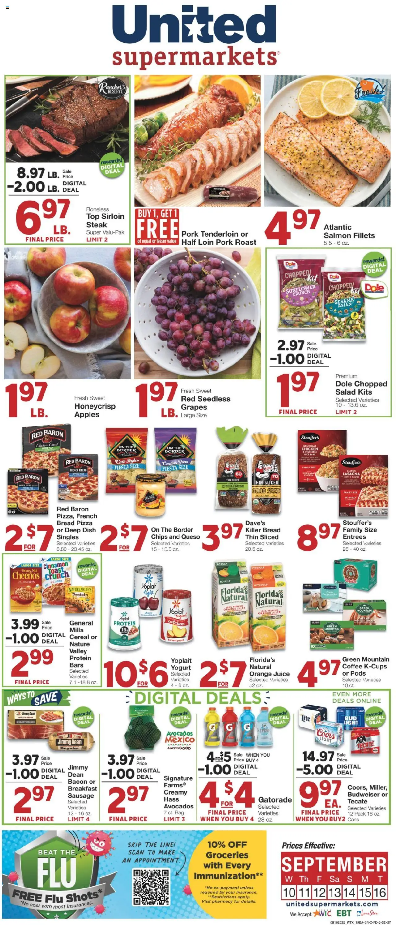United Supermarkets Weekly Ad - page 1- valid from 09/09/2025