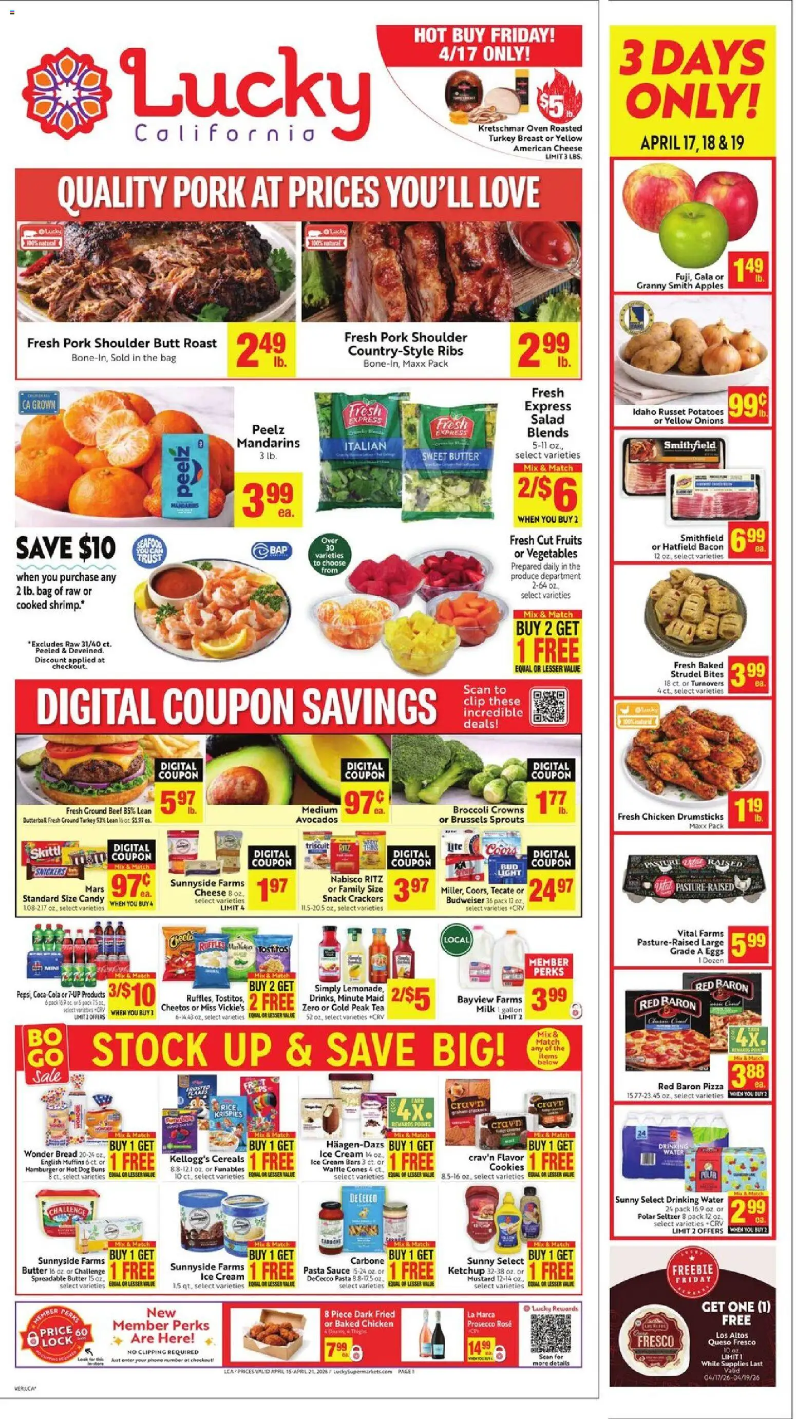Lucky Supermarkets Weekly - page 1- valid from 04/15/2026