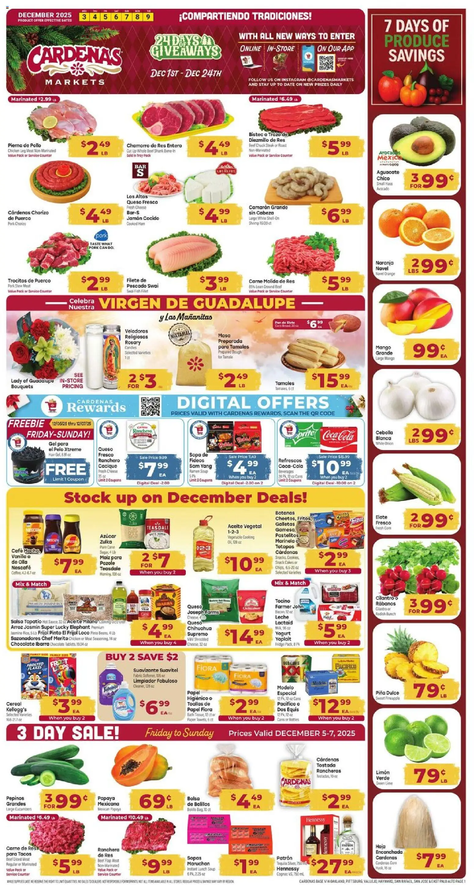 Cardenas Weekly Ad - page 1- valid from 12/03/2025