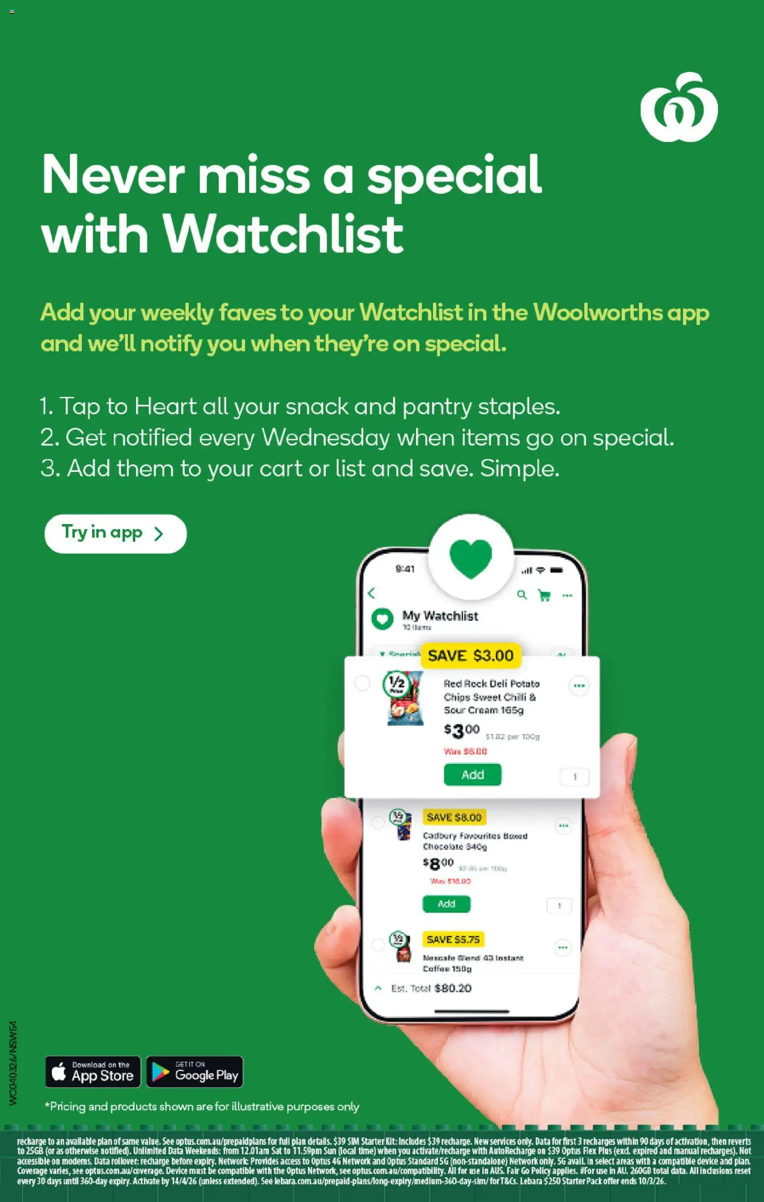 Woolworths catalogue  - page 54- valid from 04/03/2026