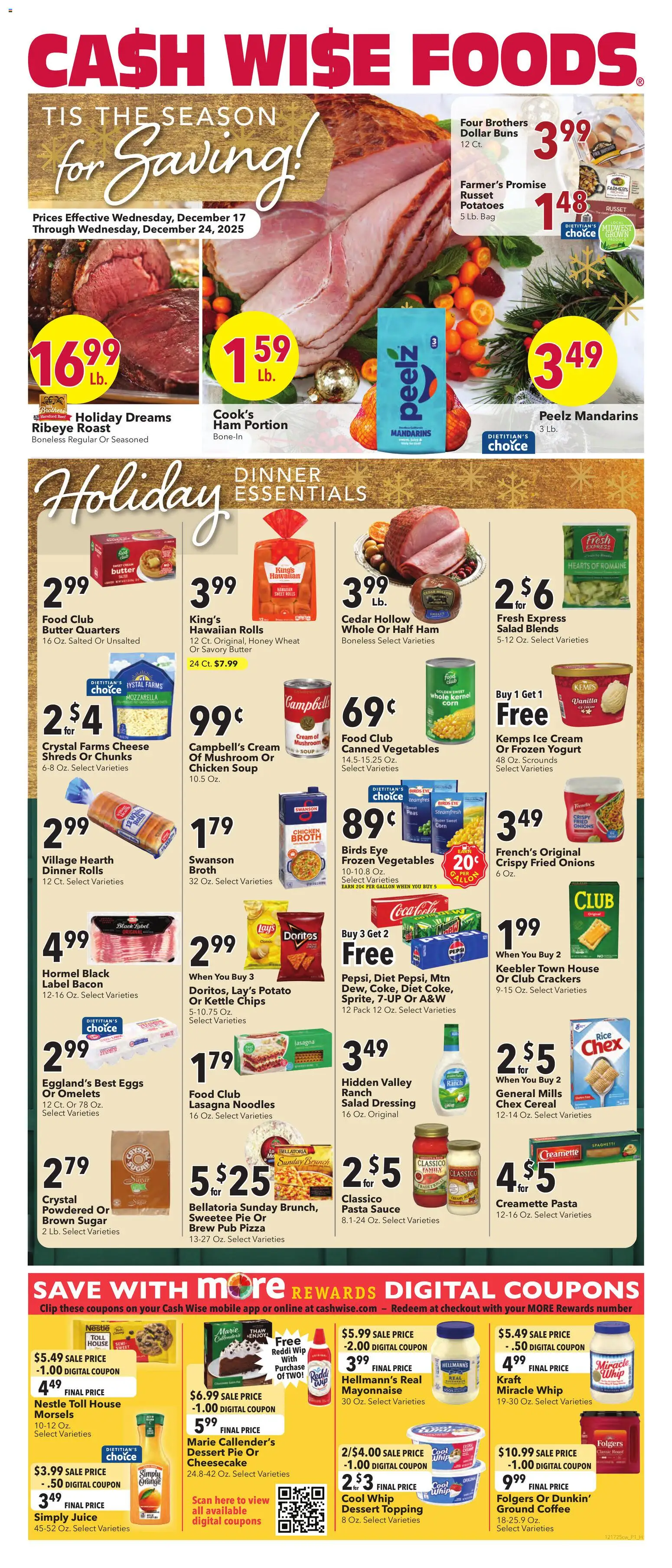 Cash Wise Weekly Ad - page 1- valid from 12/17/2025