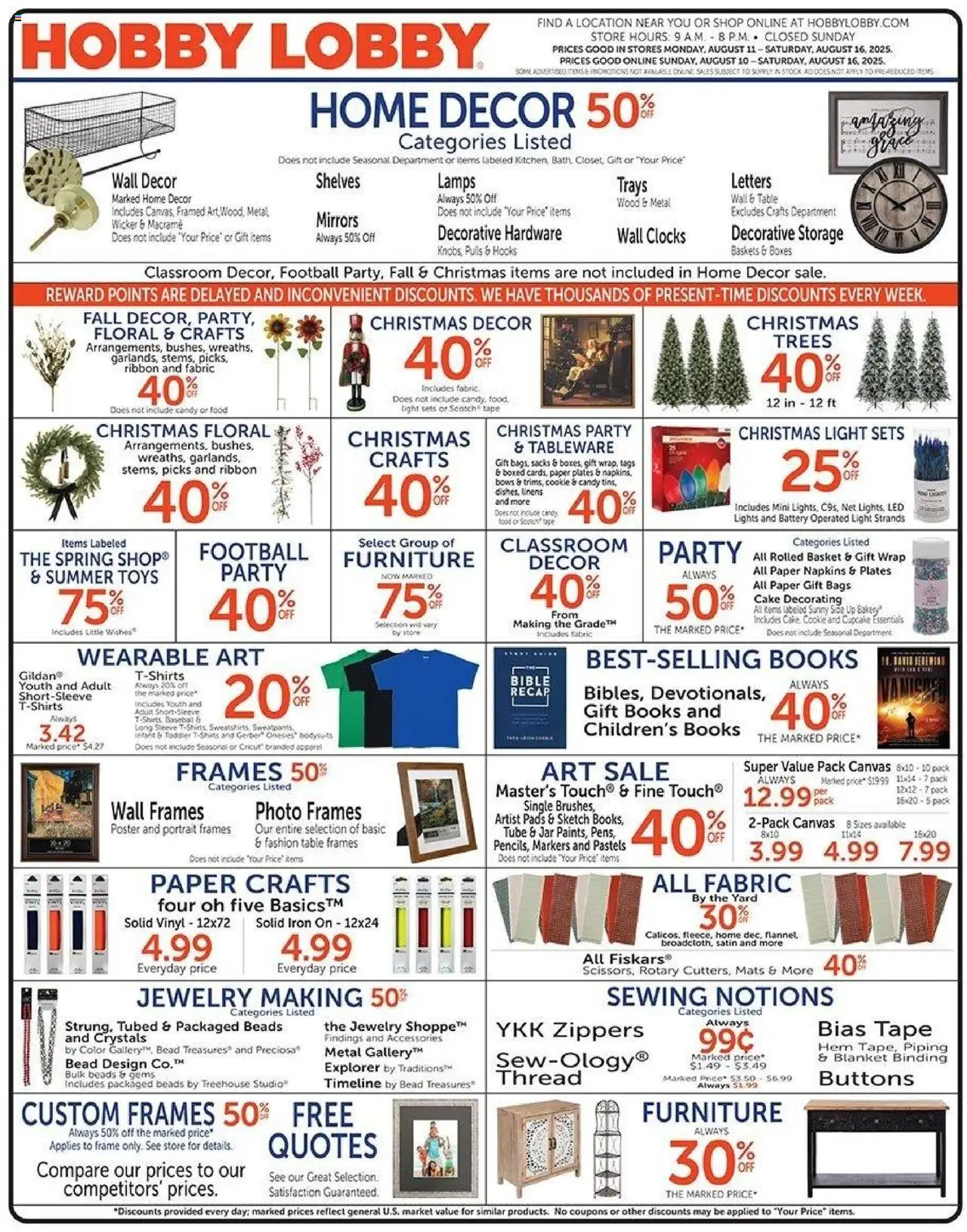 Hobby Lobby Weekly Ad - page 1- valid from 08/10/2025