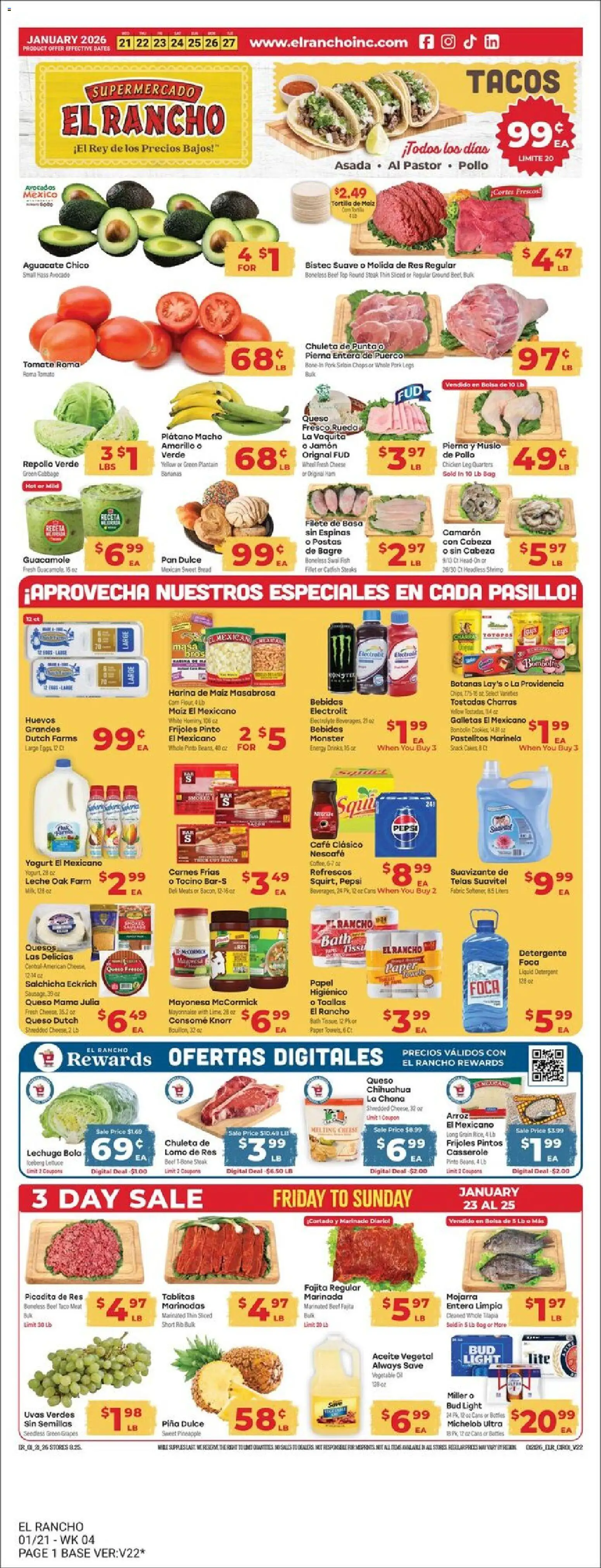 El Rancho - Weekly Ad - page 1- valid from 01/21/2026