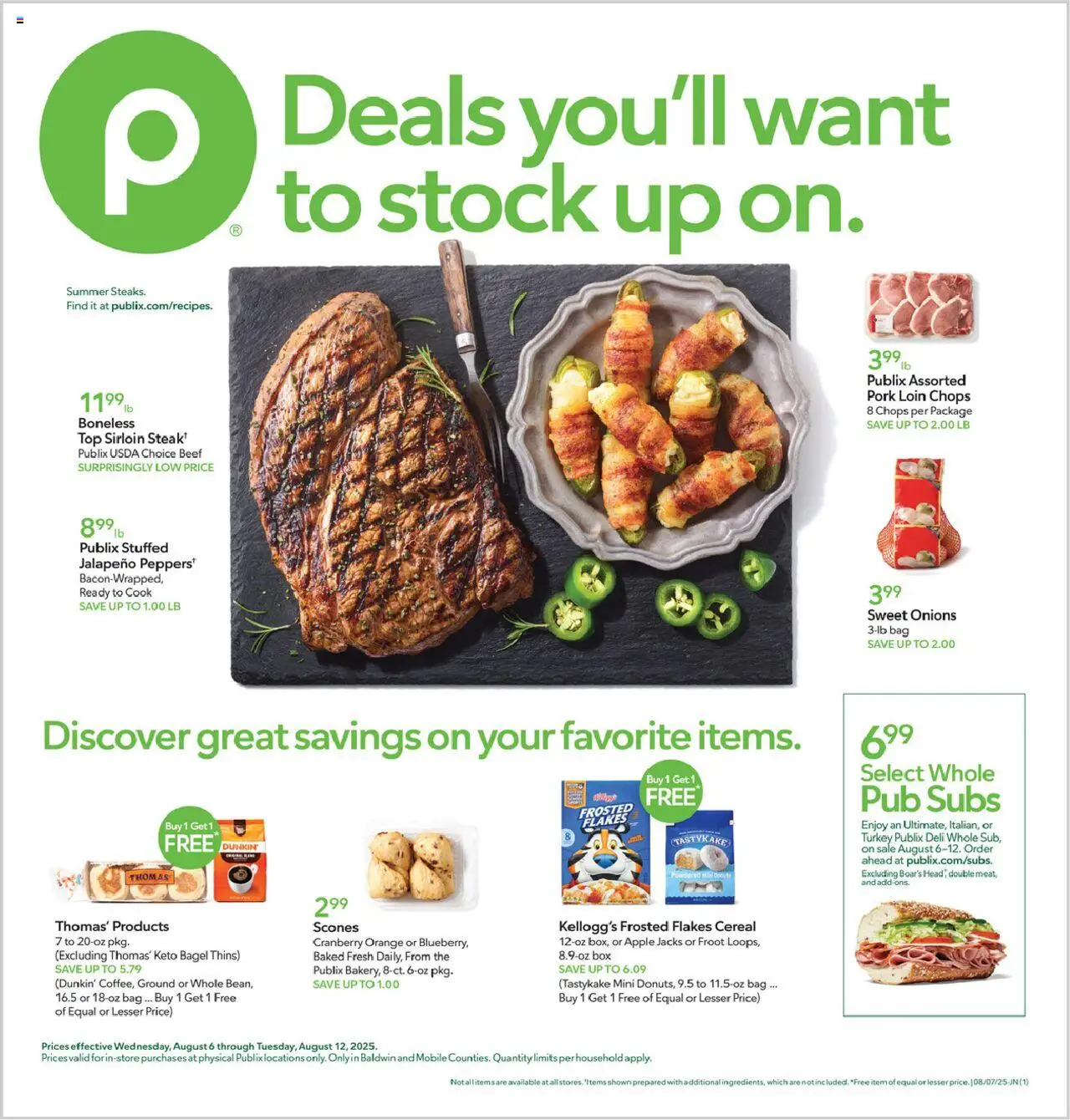 Publix Weekly Ad - page 1- valid from 08/06/2025