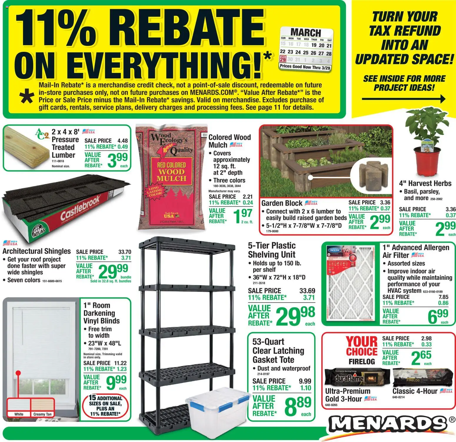 Menards Weekly Ad - page 1- valid from 03/18/2026