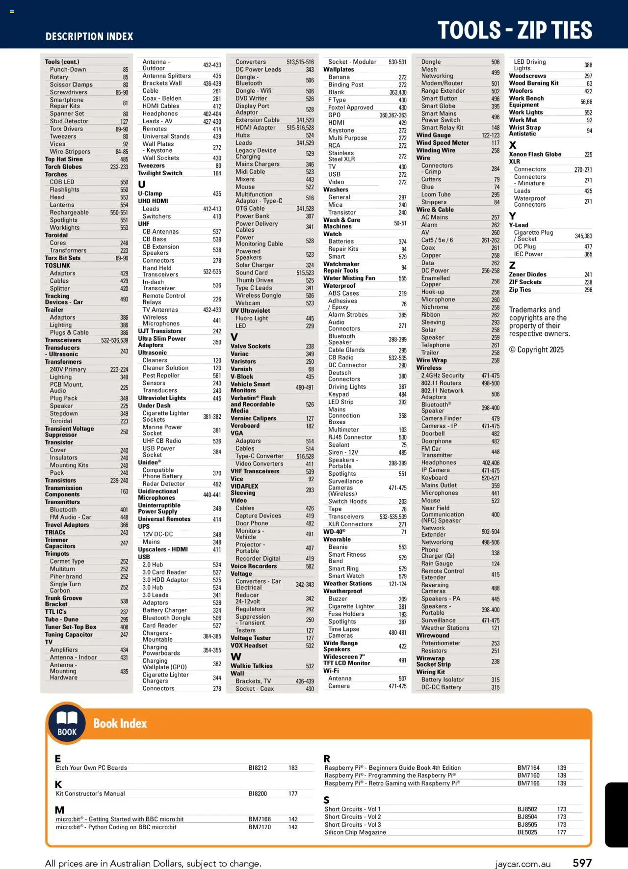 Jaycar Engineering & Scientific Catalogue 2025/2026  - page 597- valid from 09/07/2025