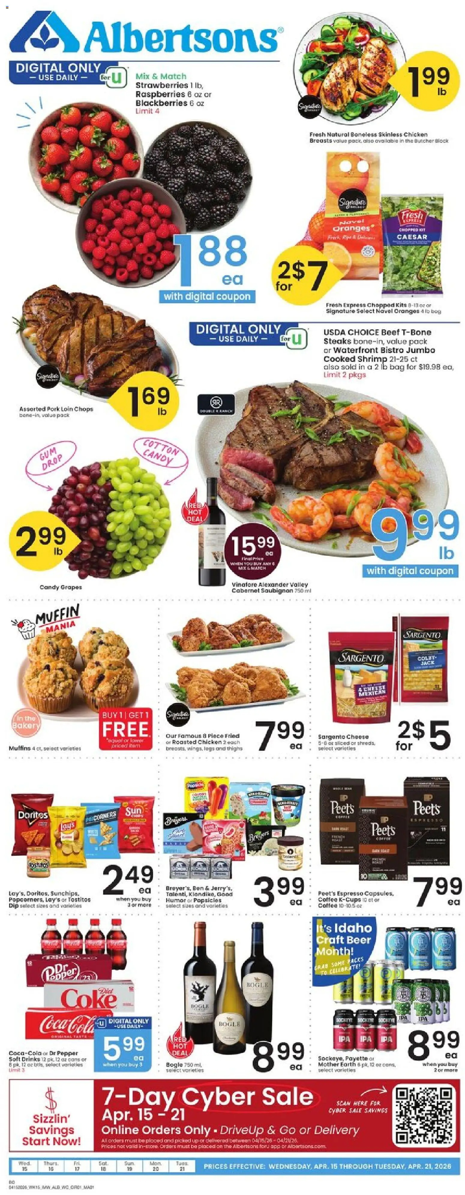 Albertsons Weekly Ad - page 1- valid from 04/15/2026