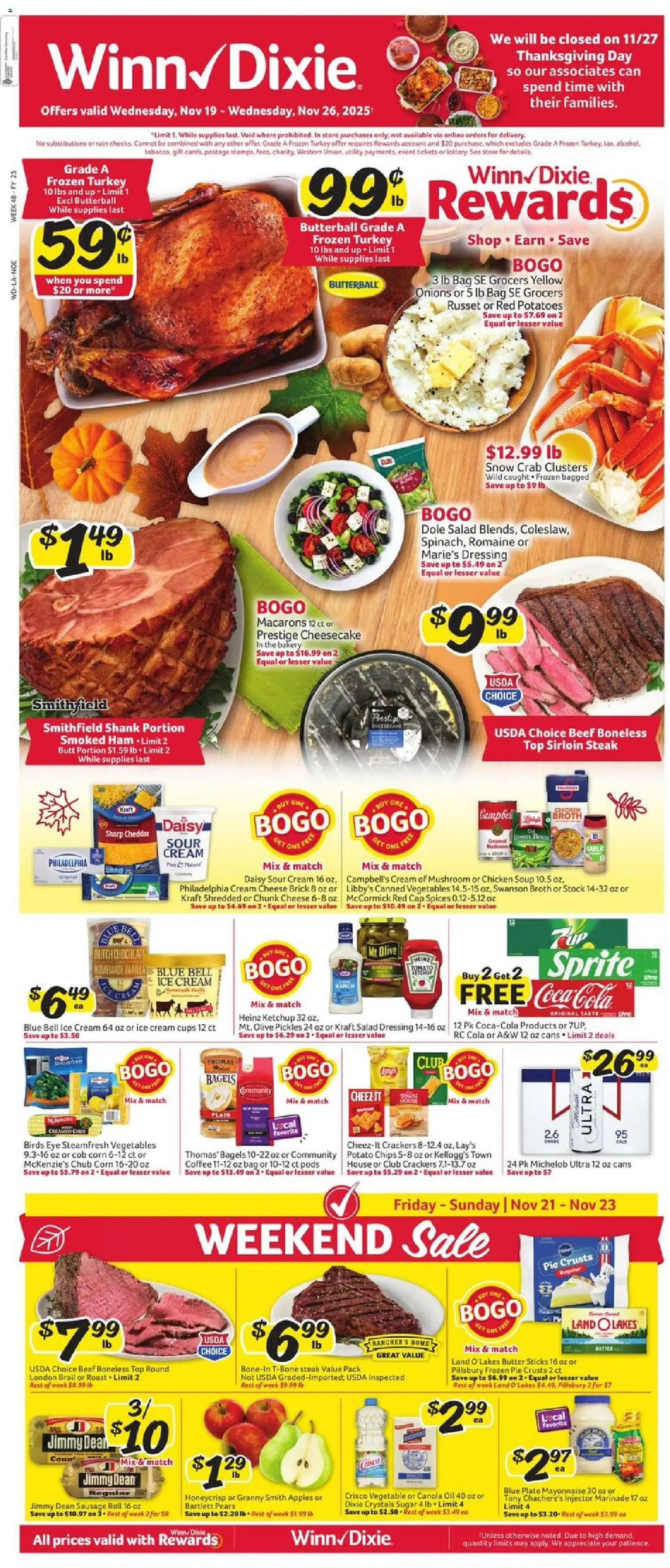 Winn Dixie Weekly Ad - page 1- valid from 11/19/2025