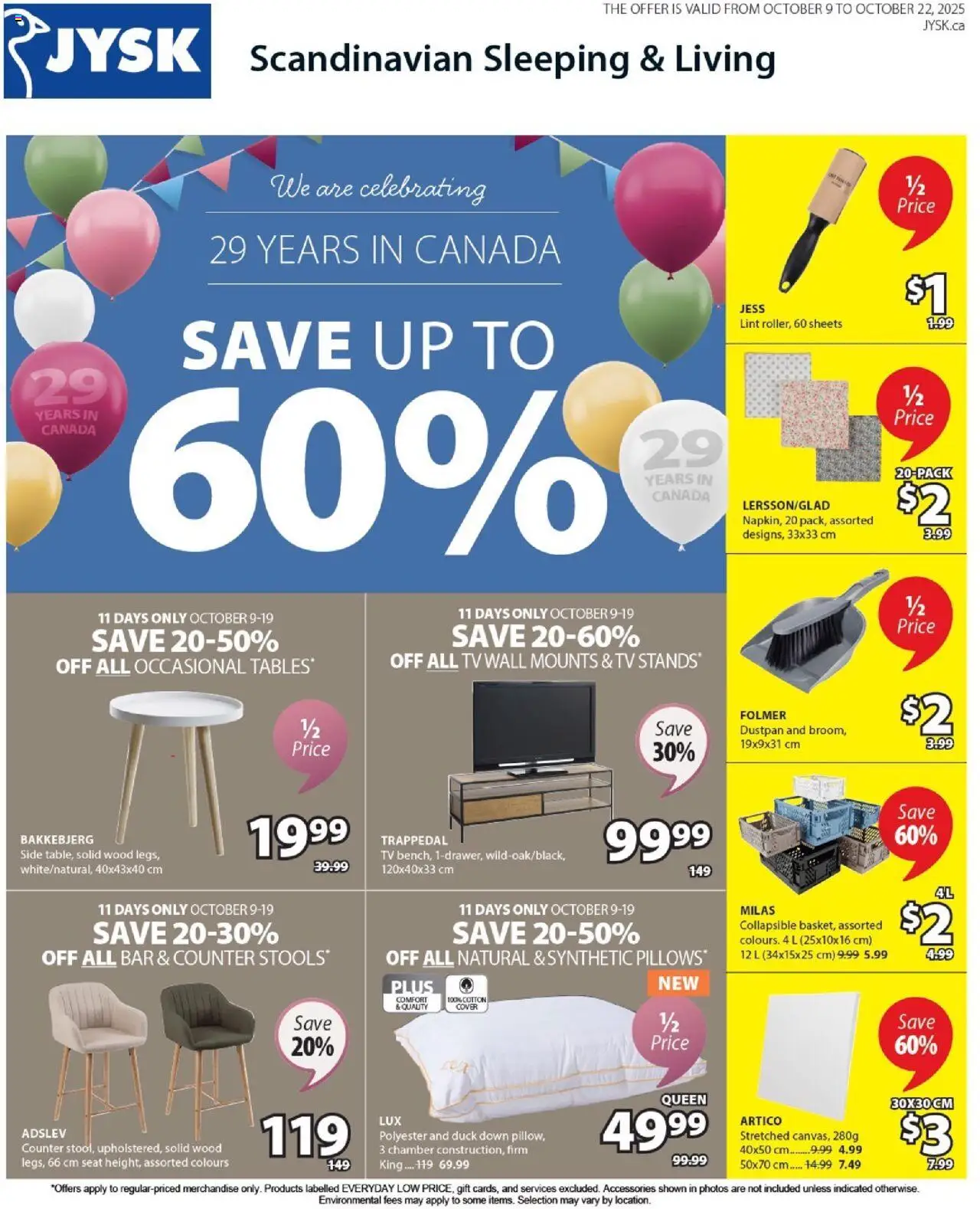 JYSK weekly flyer - page 1- valid from Oct 9, 2025