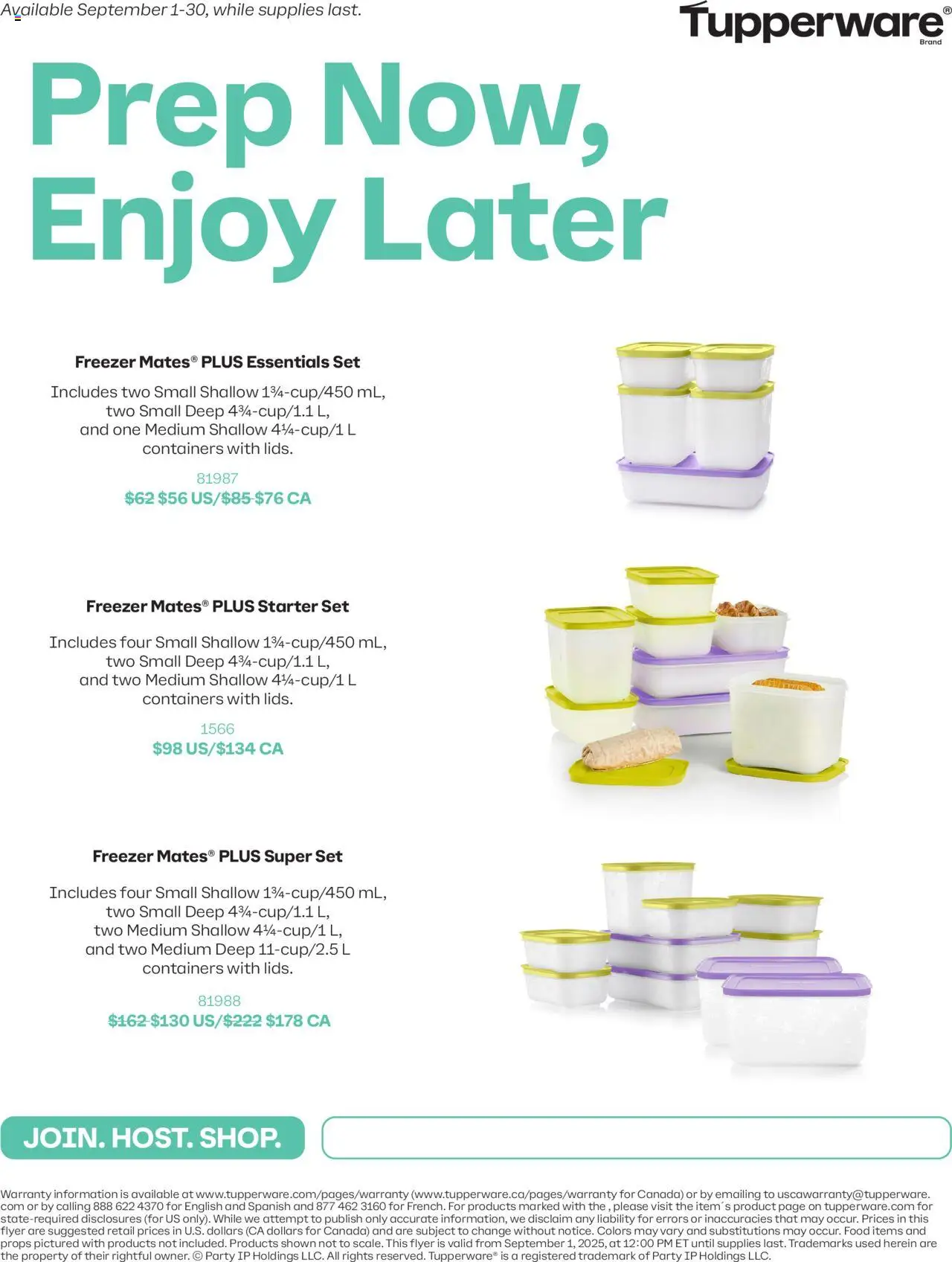 Tupperware flyer - page 1- valid from Sep 1, 2025