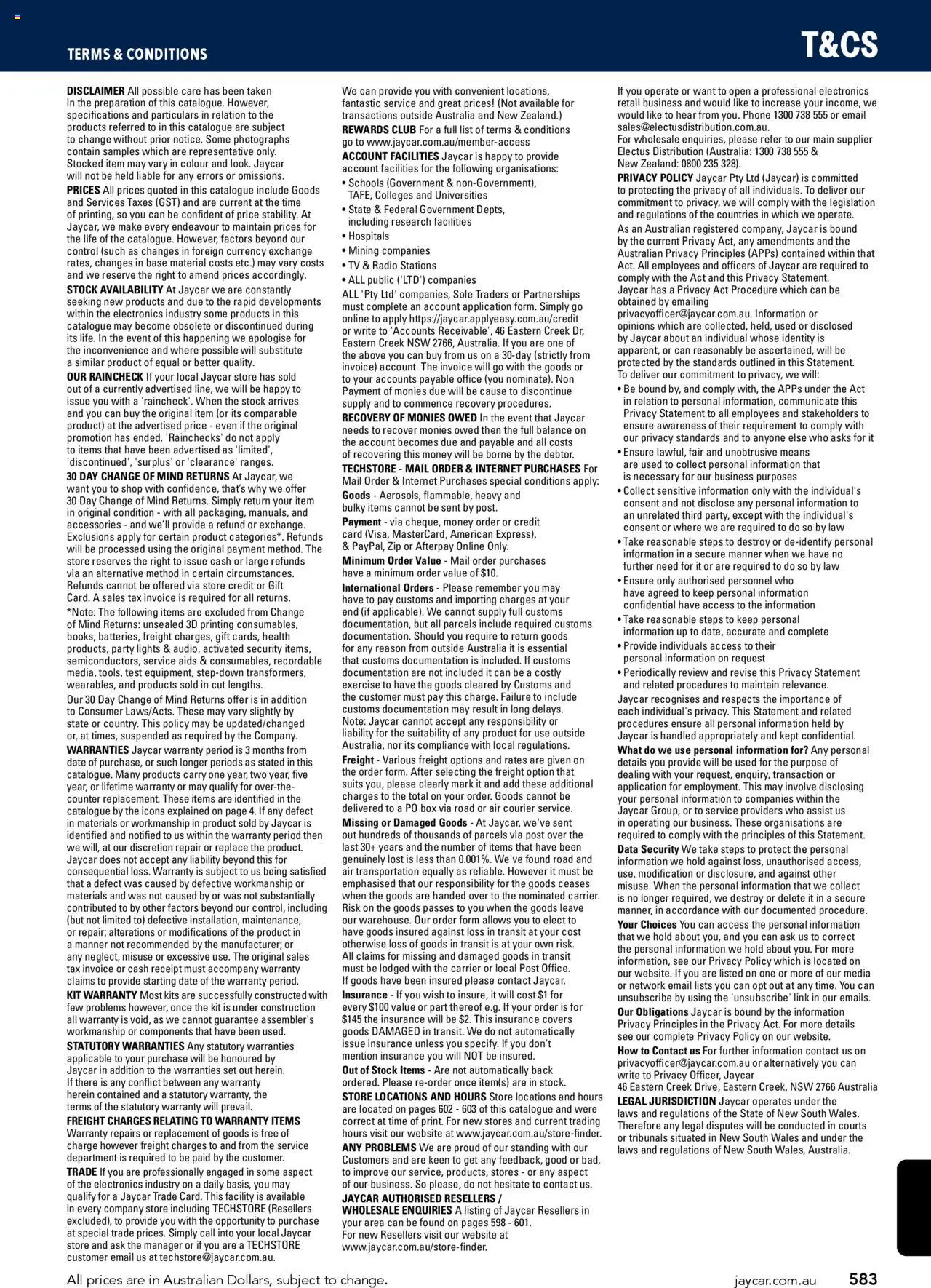 Jaycar Engineering & Scientific Catalogue 2025/2026  - page 583- valid from 09/07/2025