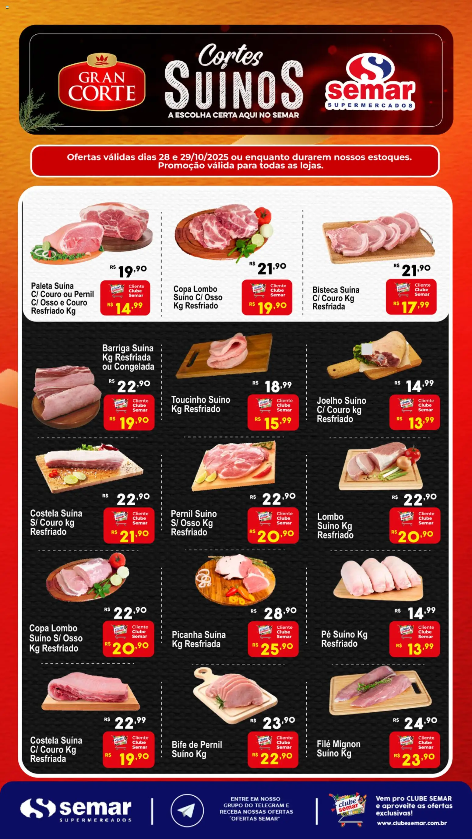 Semar Supermercado - Ofertas dos cortes suínos - página 1- válido a partir de 28/10/2025
