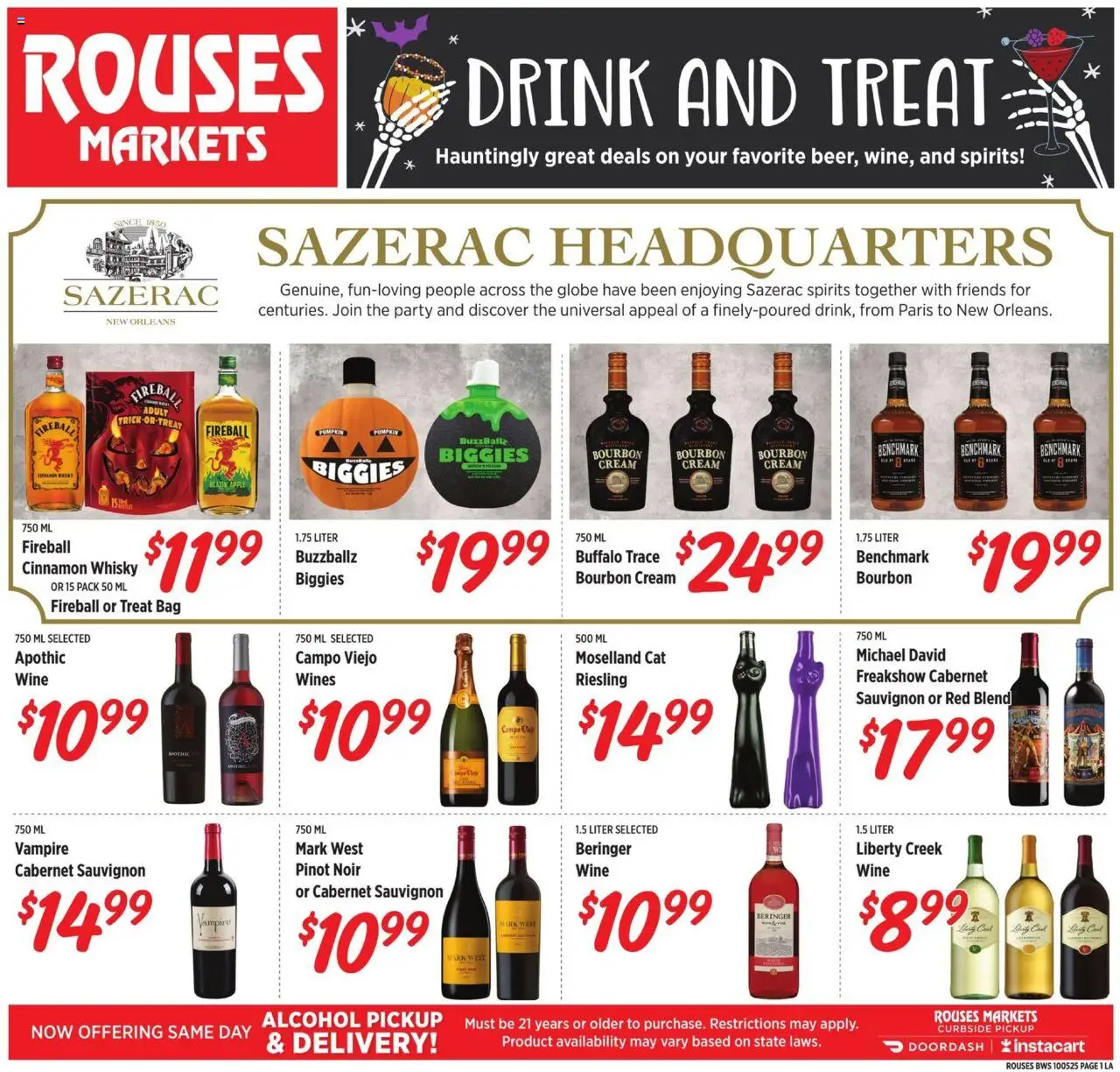 Rouses Alcohol Specials - page 1- valid from 10/01/2025