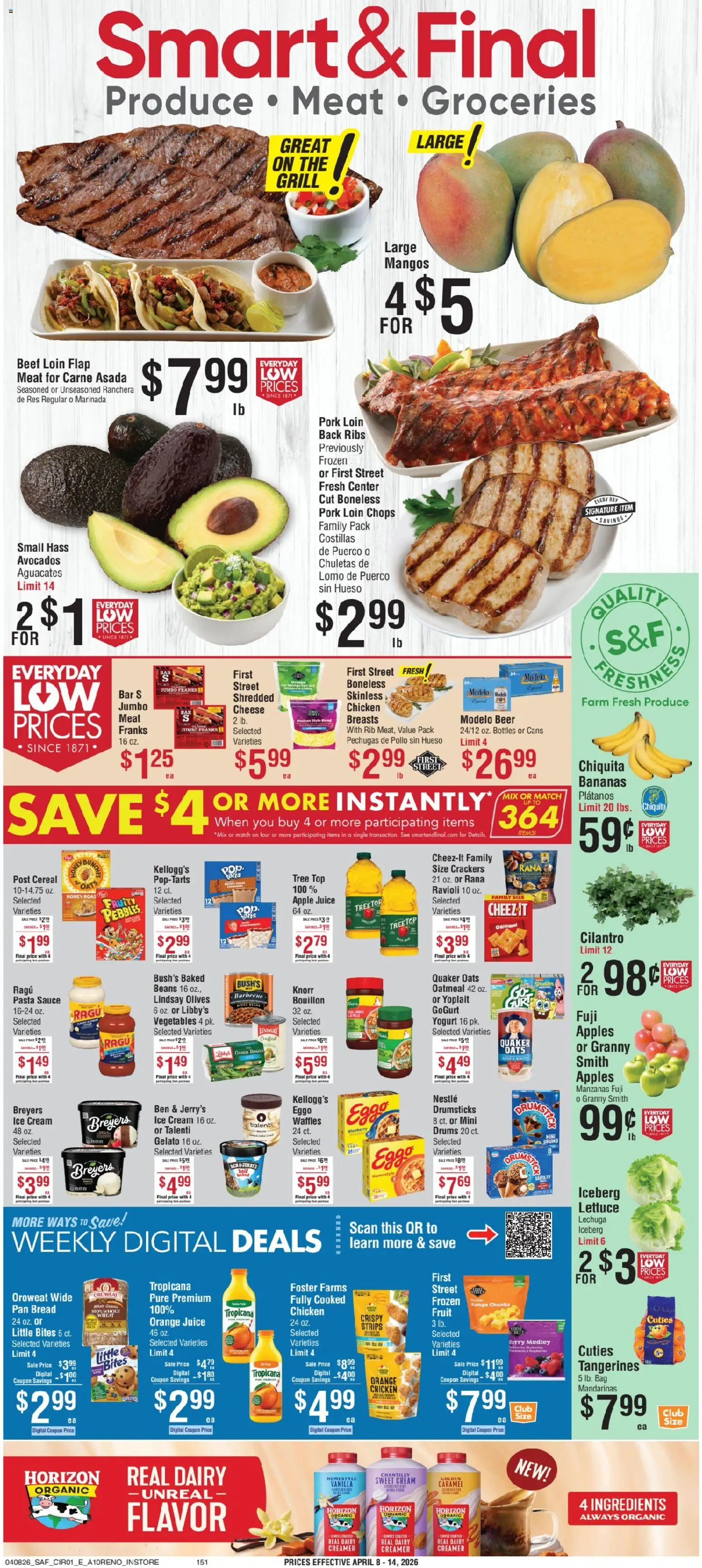 Smart & Final Weekly Ad - page 1- valid from 04/08/2026