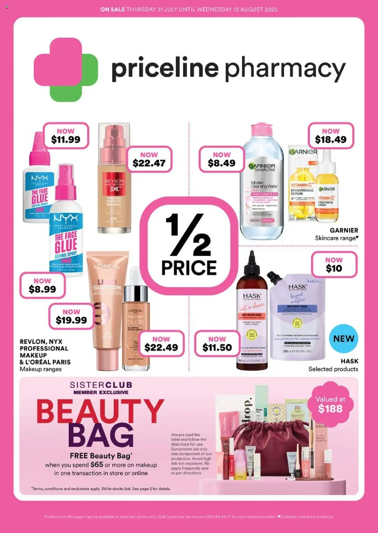Priceline Pharmacy  Catalogue  - page 1- valid from 31/07/2025
