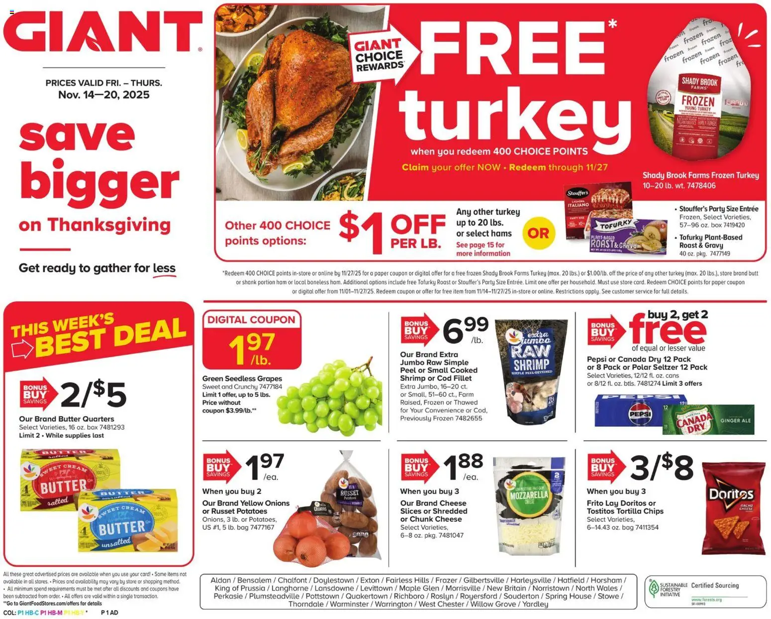 Giant Weekly Ad - page 1- valid from 11/14/2025