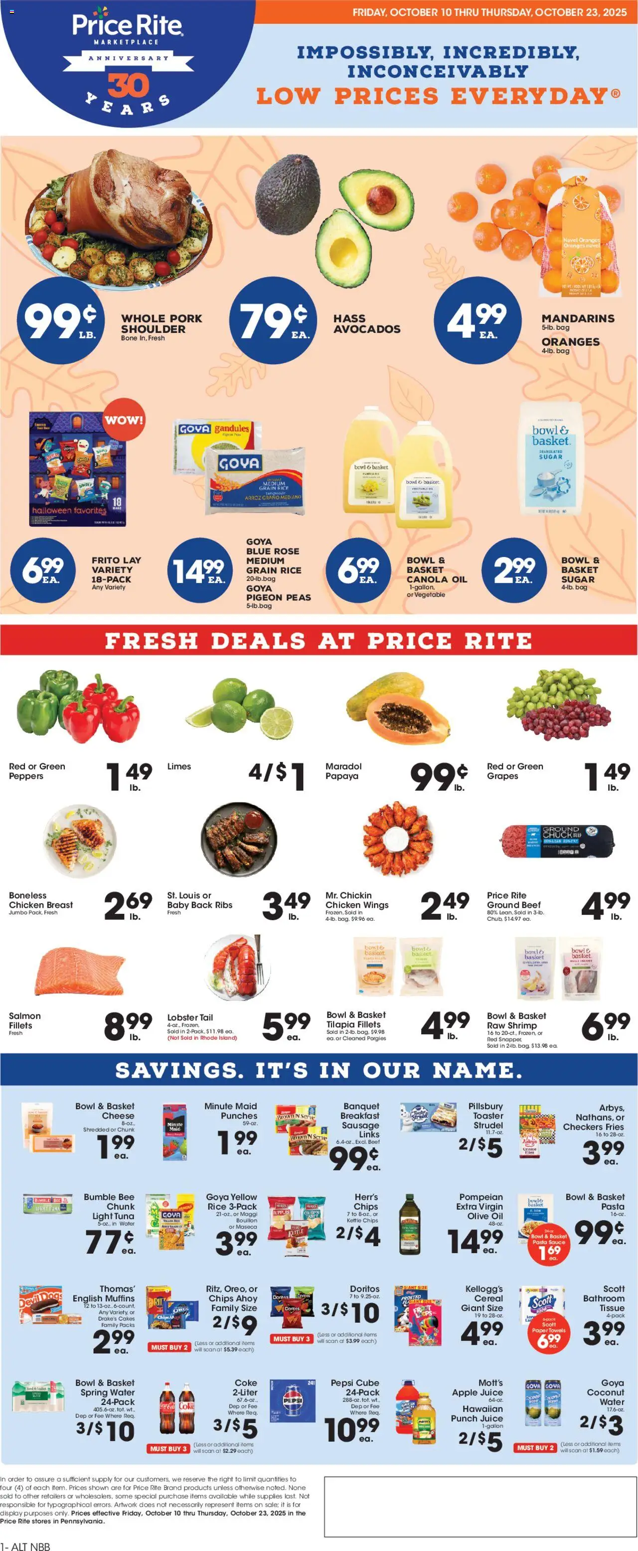 Price Rite Weekly Ad - page 1- valid from 10/10/2025