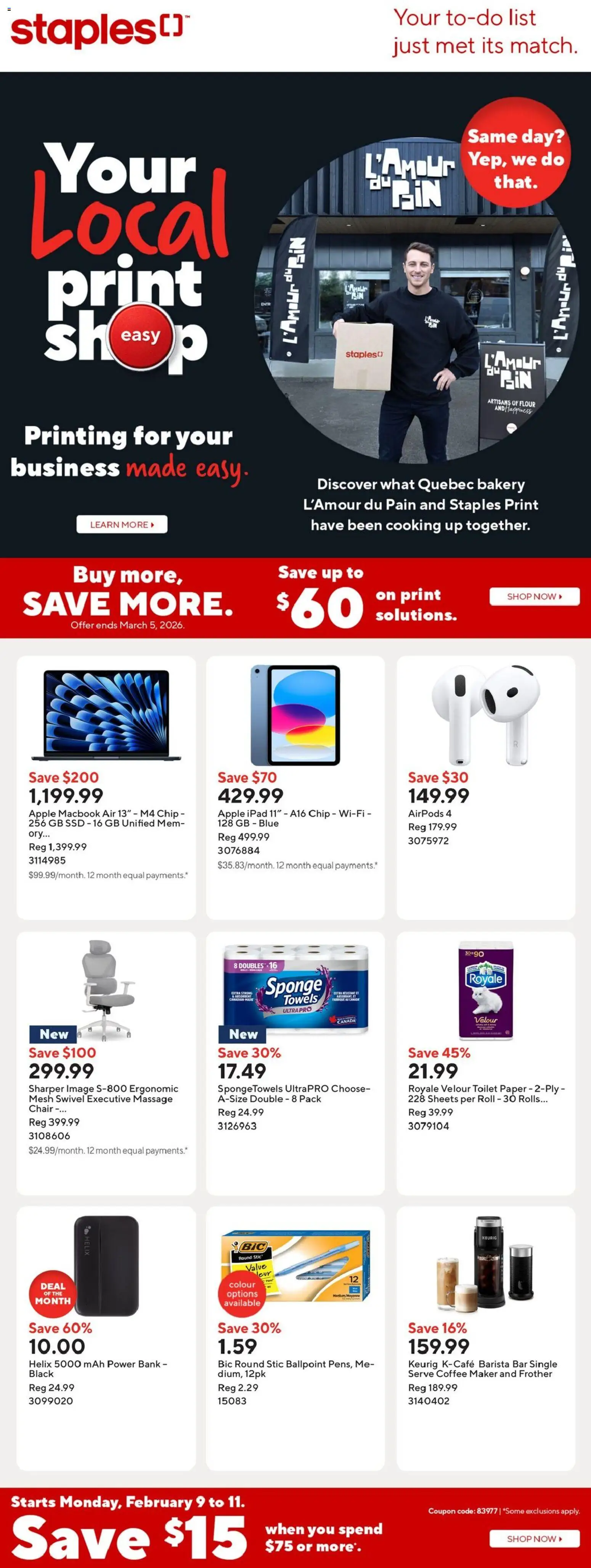 Staples weekly flyer / circulaire - page 1- valid from Feb 6, 2026