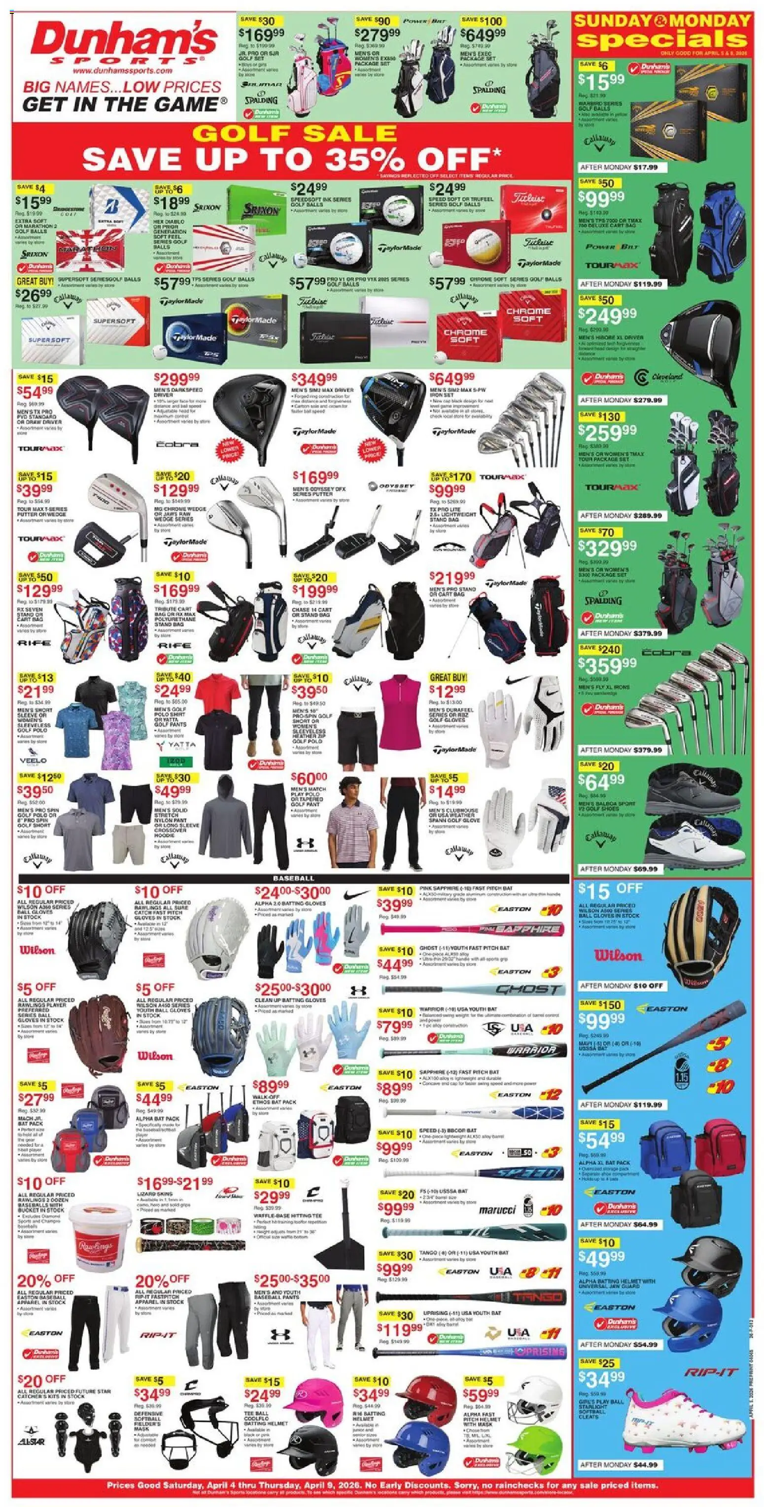 Dunham's Sports Weekly Ad - page 1- valid from 04/04/2026