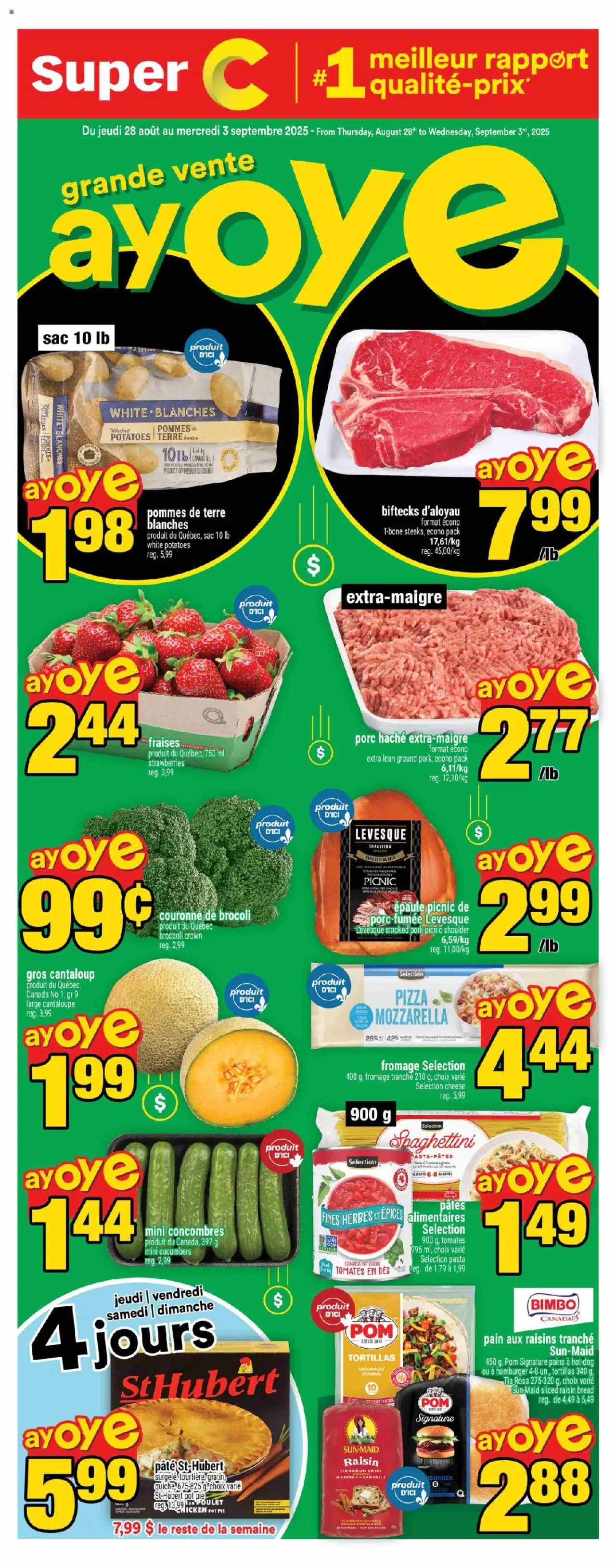 Super C weekly flyer / circulaire - page 1- valid from Aug 28, 2025