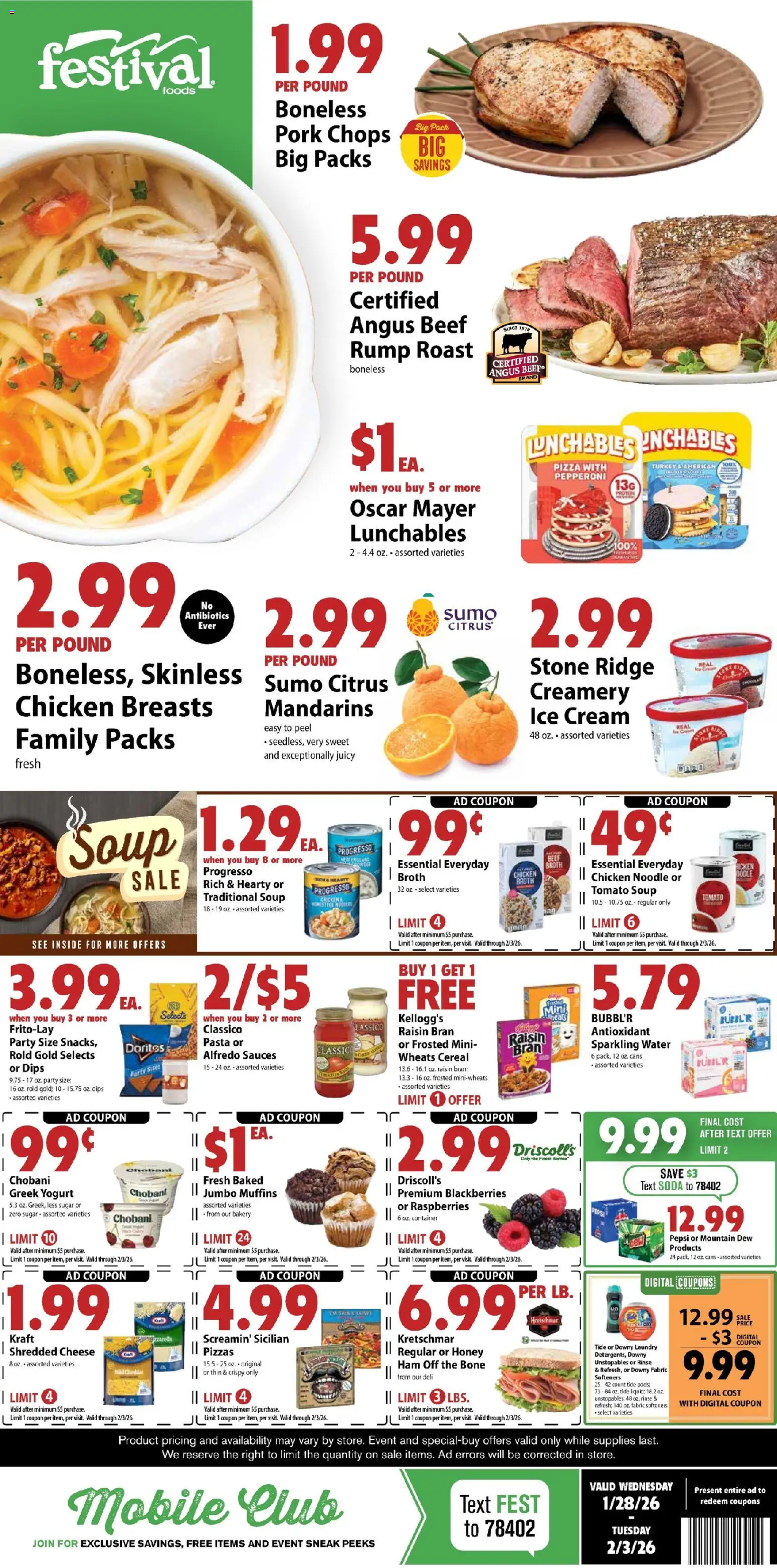 Festival Foods Weekly Ad - page 1- valid from 01/28/2026