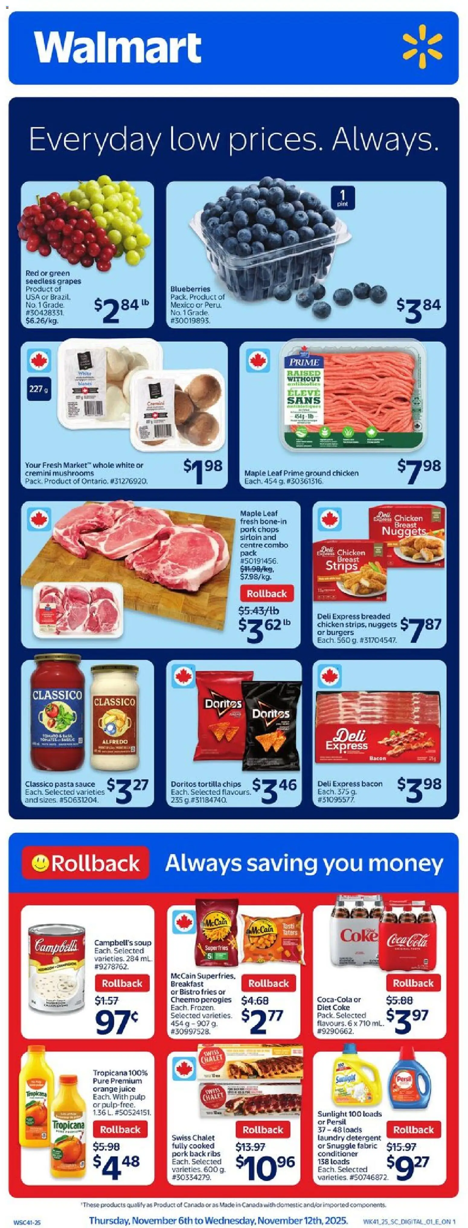 Walmart weekly flyer - page 1- valid from Nov 6, 2025