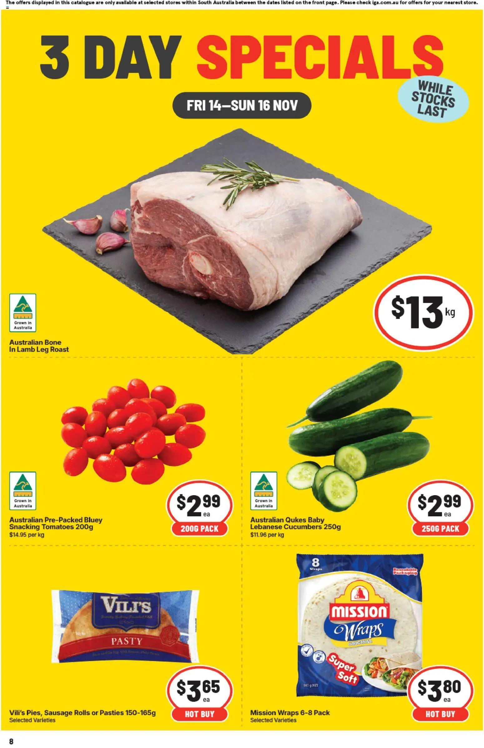 IGA 3 Day Specials SA - page 1- valid from 14/11/2025