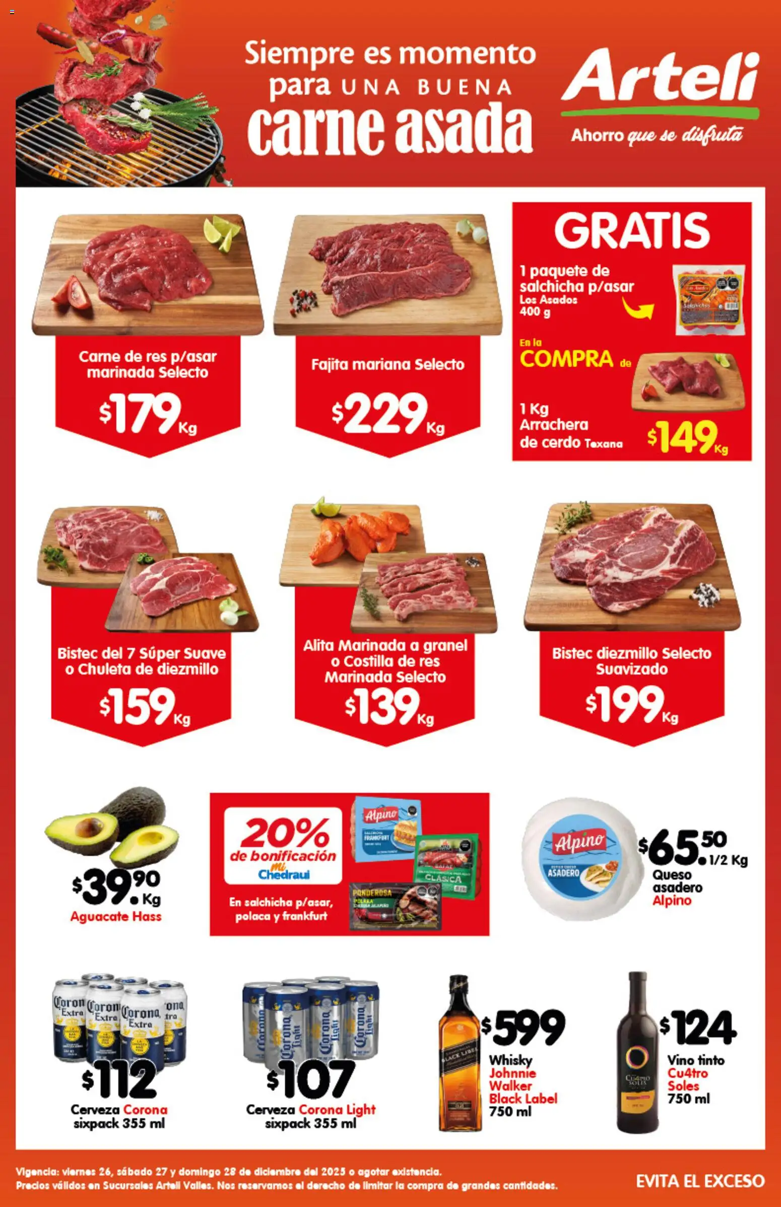 Arteli folleto Carnes Suc. Valles - página 1- válido desde 26/12/2025